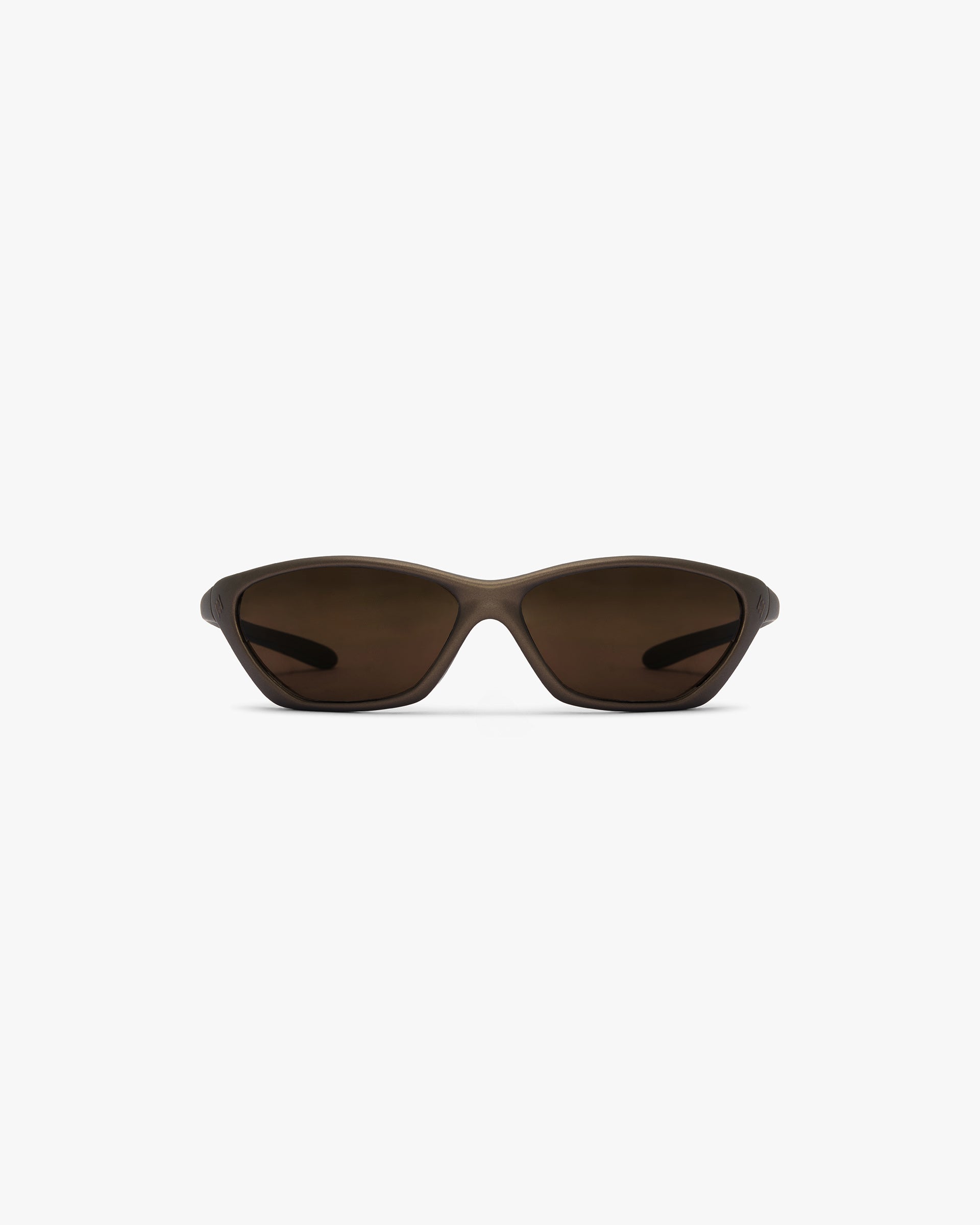 Front product image of mens bronze sunglasses on a plain white background | 247 Arena Sunglasses in Bronze | Distinctive bronzed frame sunglasses | 247 Accessories | Represent Clo