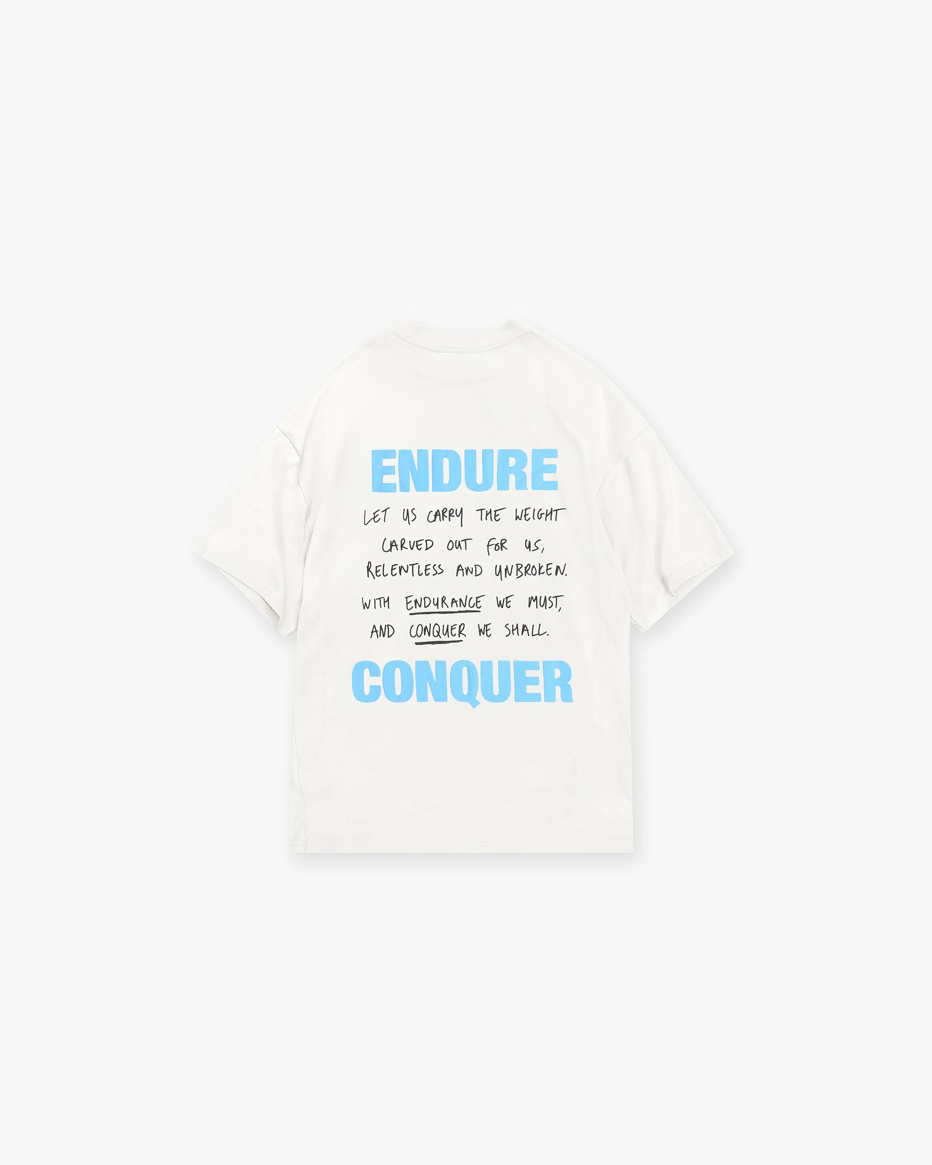 Back product image of a mens white t-shirt on a plain white background | Atlas T-Shirt in Flat White | T-shirt with puff and screen print graphics | FW24 T-Shirts | Represent Clo