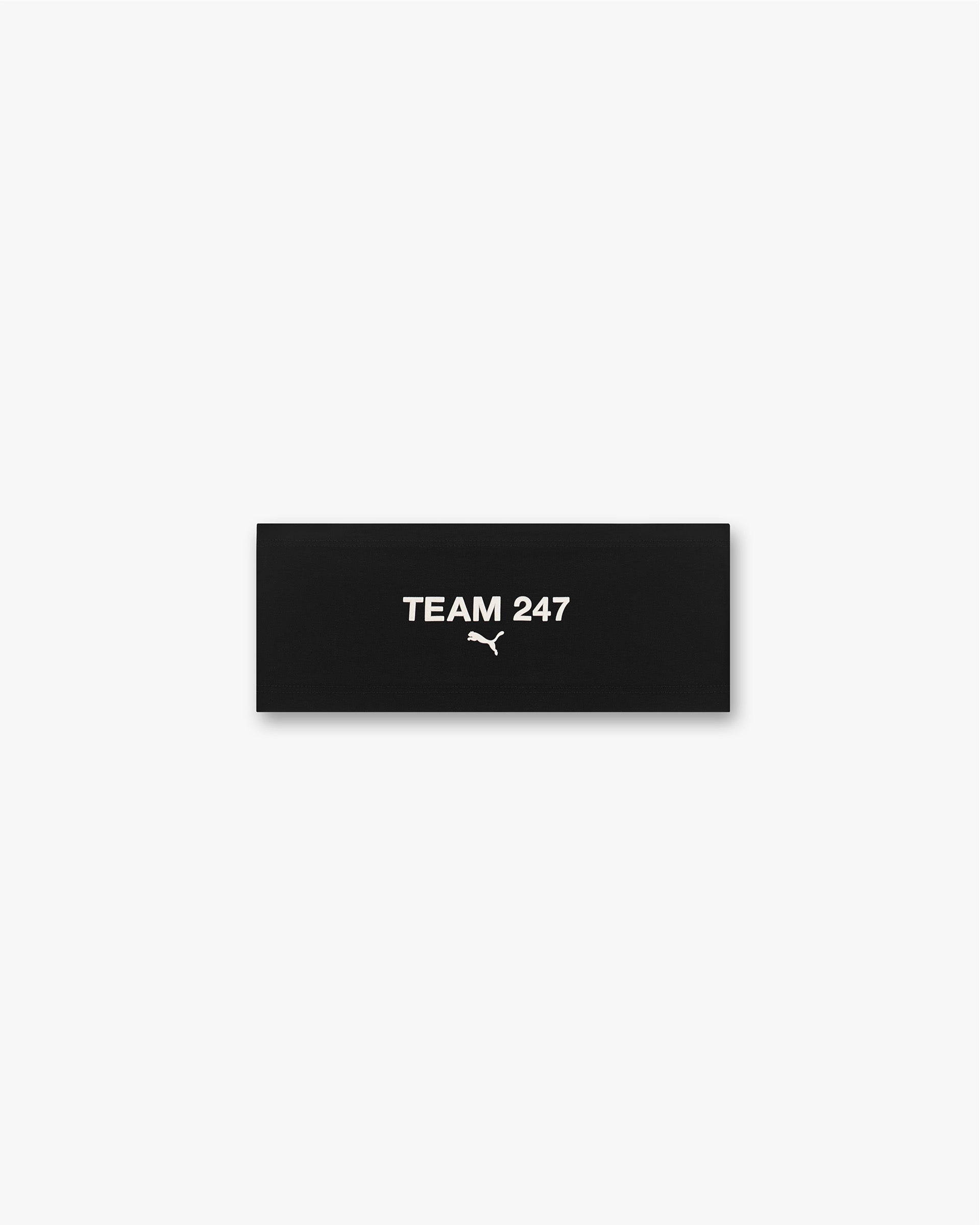 Front product image of a mens black headband on a plain white background | 247 X Puma Headband in Black | Stretchable headband for versatile wear | 247 Accessories | Represent Clo