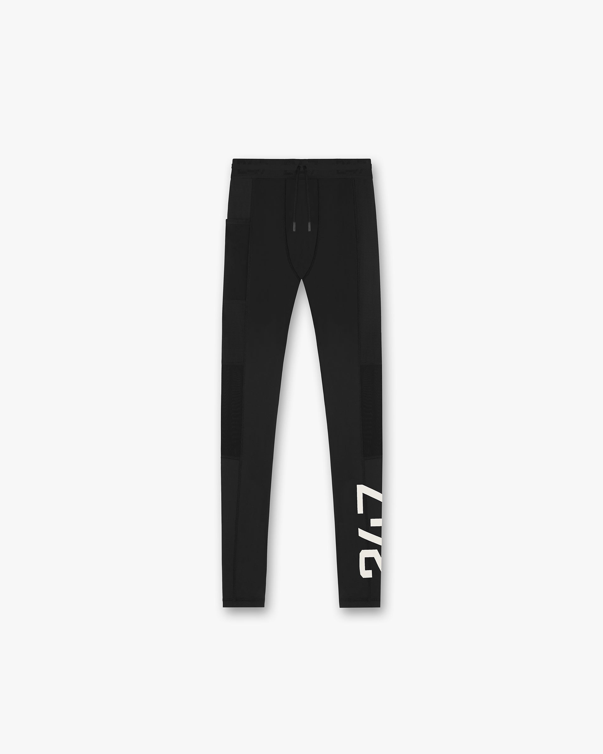 Front product image of a mens black run tight on a plain white background | 247 Run Tight in Jet Black | Lightweight breathable running pants | 247 Pants | Represent Clo