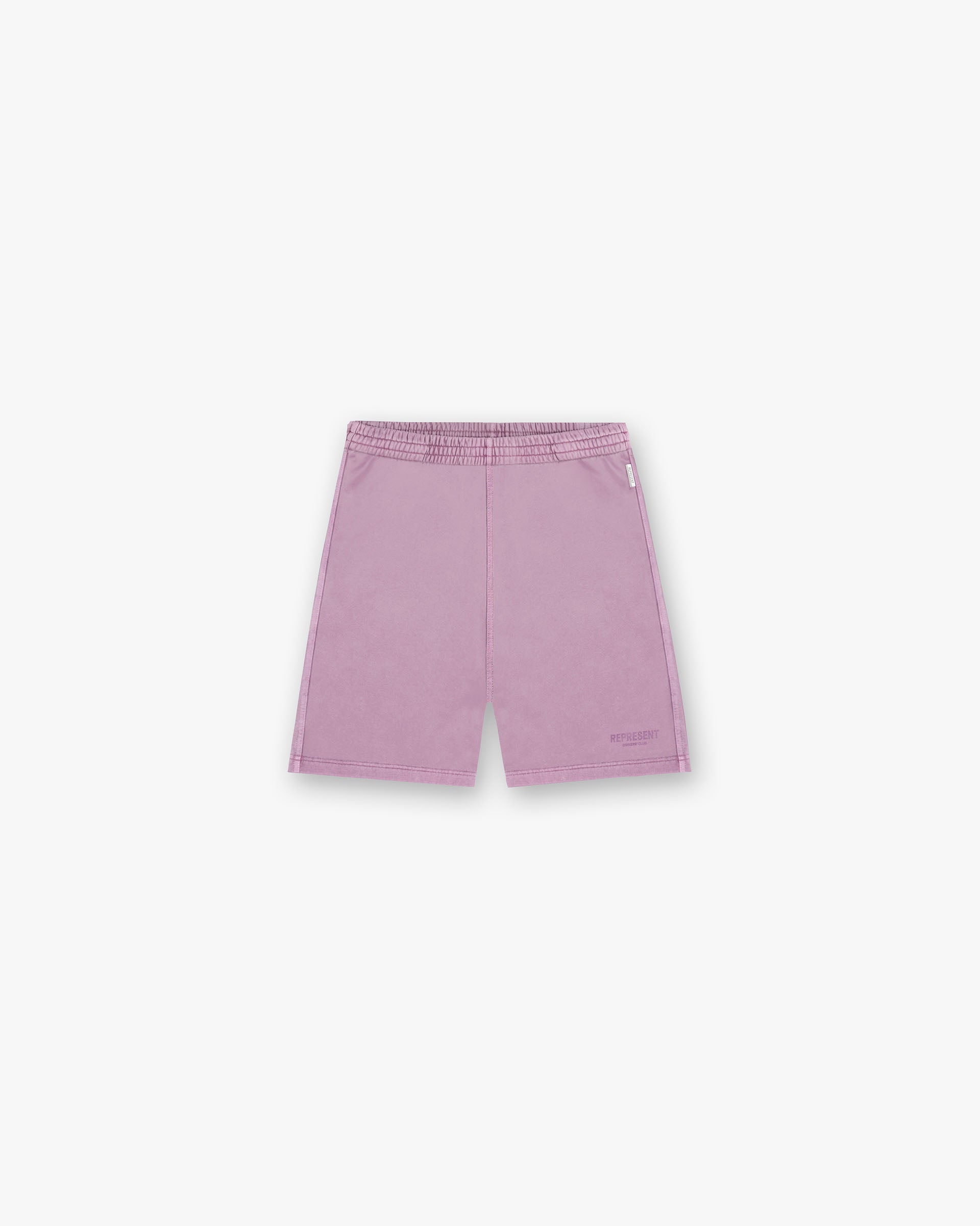 Front product image of mens purple shorts on a plain white background | Represent Owners Club Shorts in Mid Purple | Slim fit shorts with elastic waistband | Owners Club Shorts | Represent Clo