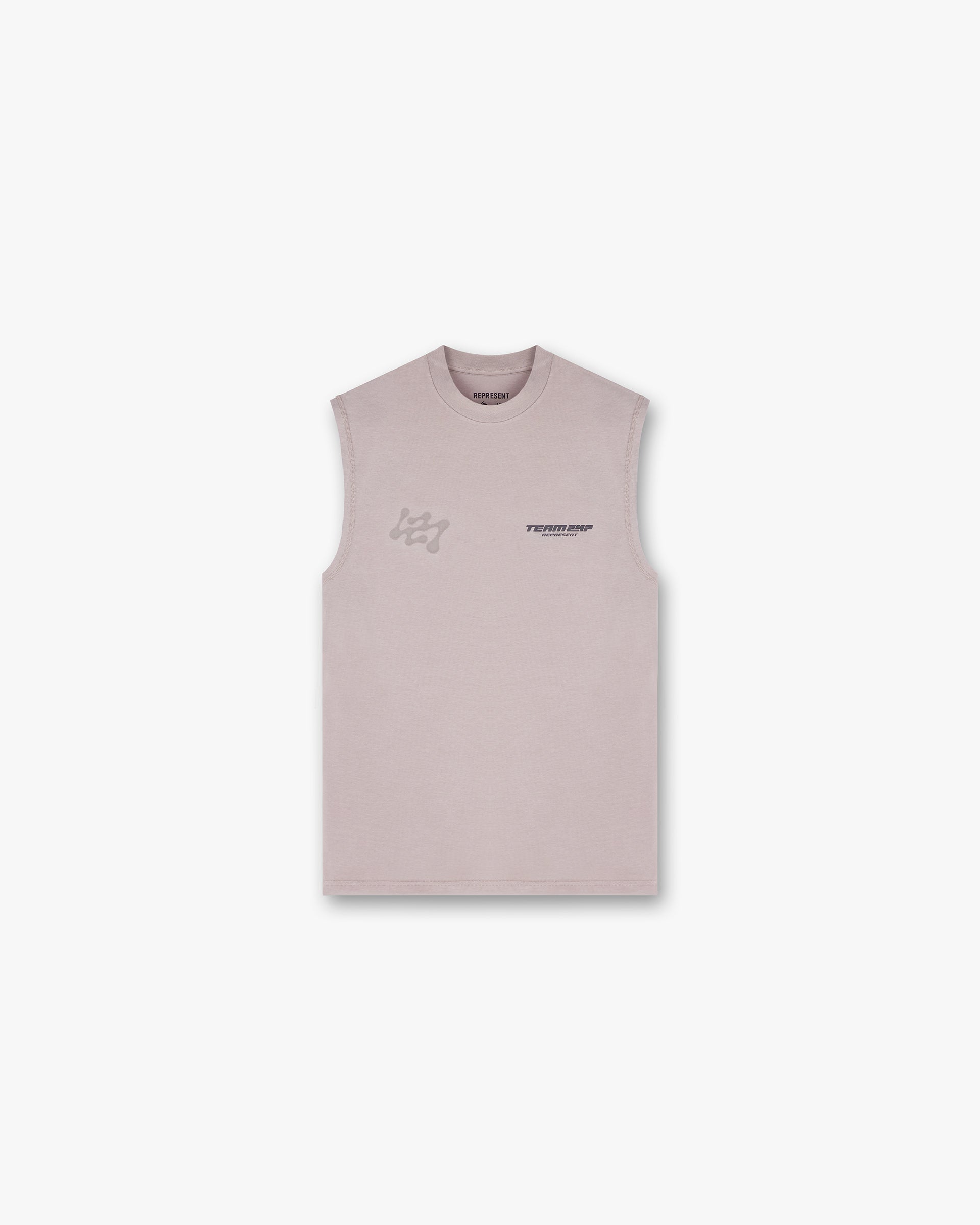 Front product image of a mens grey tank top on a plain white background | 247 Future Terrains Oversized Tank in Moonrock | Oversized tank | 247 T-Shirts | Represent Clo