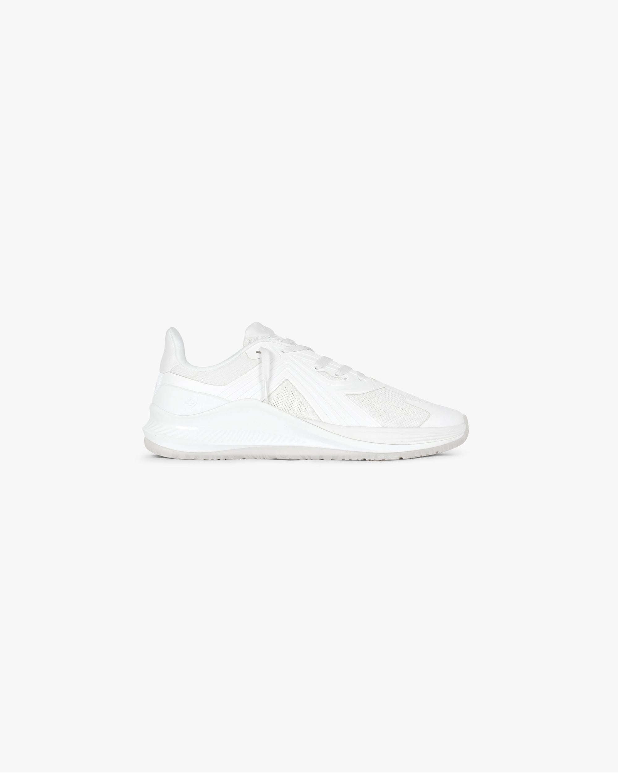 Front product image of mens white trainers on a plain white background | 247 Arc-2 Trainer in Flat White | Sleek low-top sneakers with minimalist design | 247 Footwear | Represent Clo