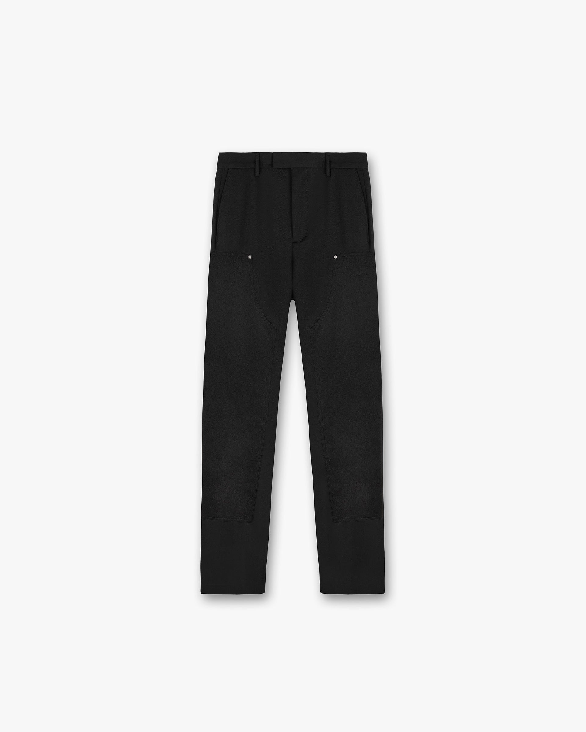 Front product image of mens black pants on a plain white background | Smart Utility Pant in Jet Black | Utility pants with smart tailored design | PRE SS25 Pants | Represent Clo