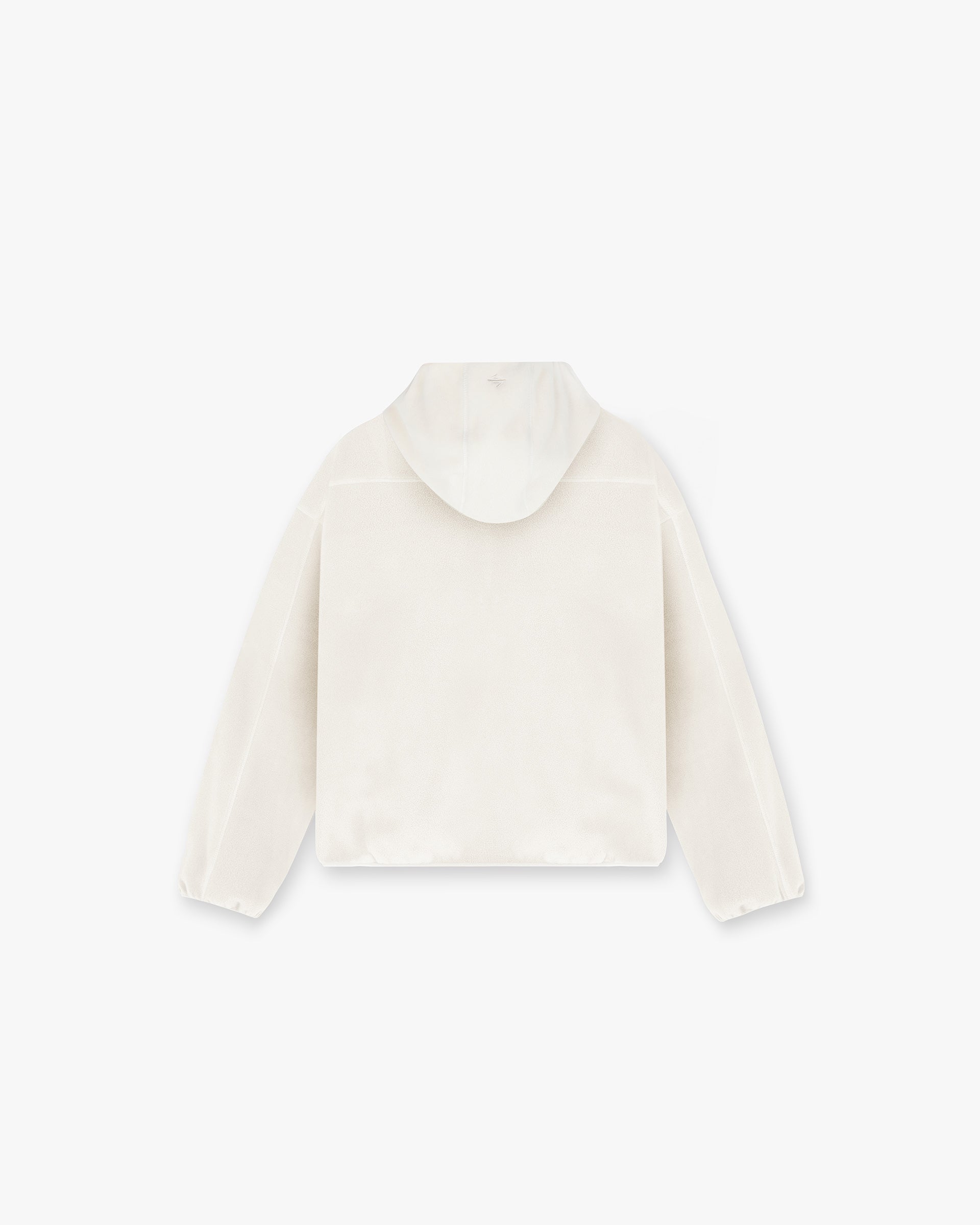 Back product image of a mens fleece hoodie in papyrus on a plain white background | 247 Fleece Hoodie in Papyrus | Oversized boxy fit fleece hoodie with high chin guard and zip pockets | 247 Hoodies | Represent Clo