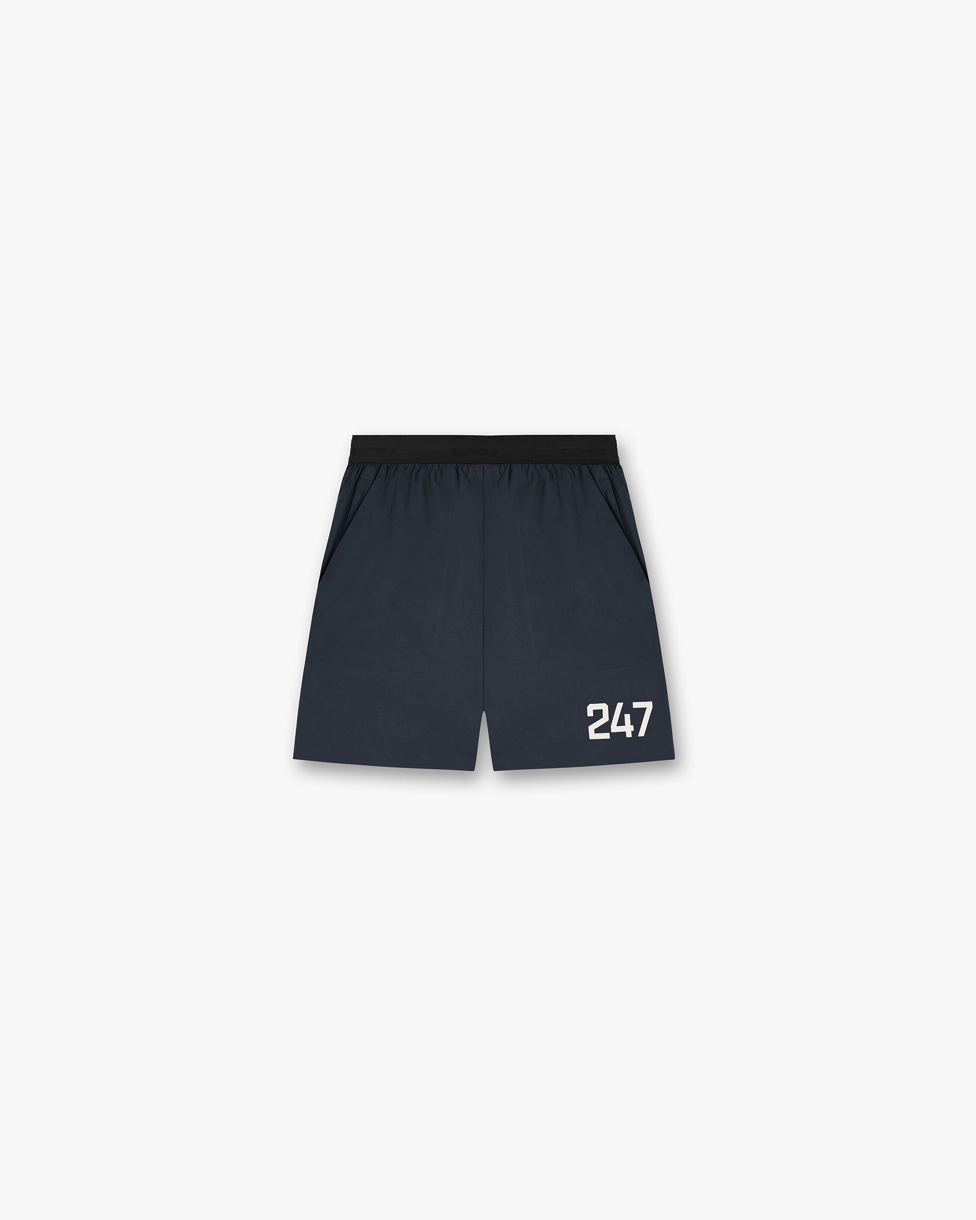 Front product image of mens navy shorts on a plain white background | 247 Fused Shorts in Navy | Mens shorts with a luxury design | 247 Shorts | Represent Clo