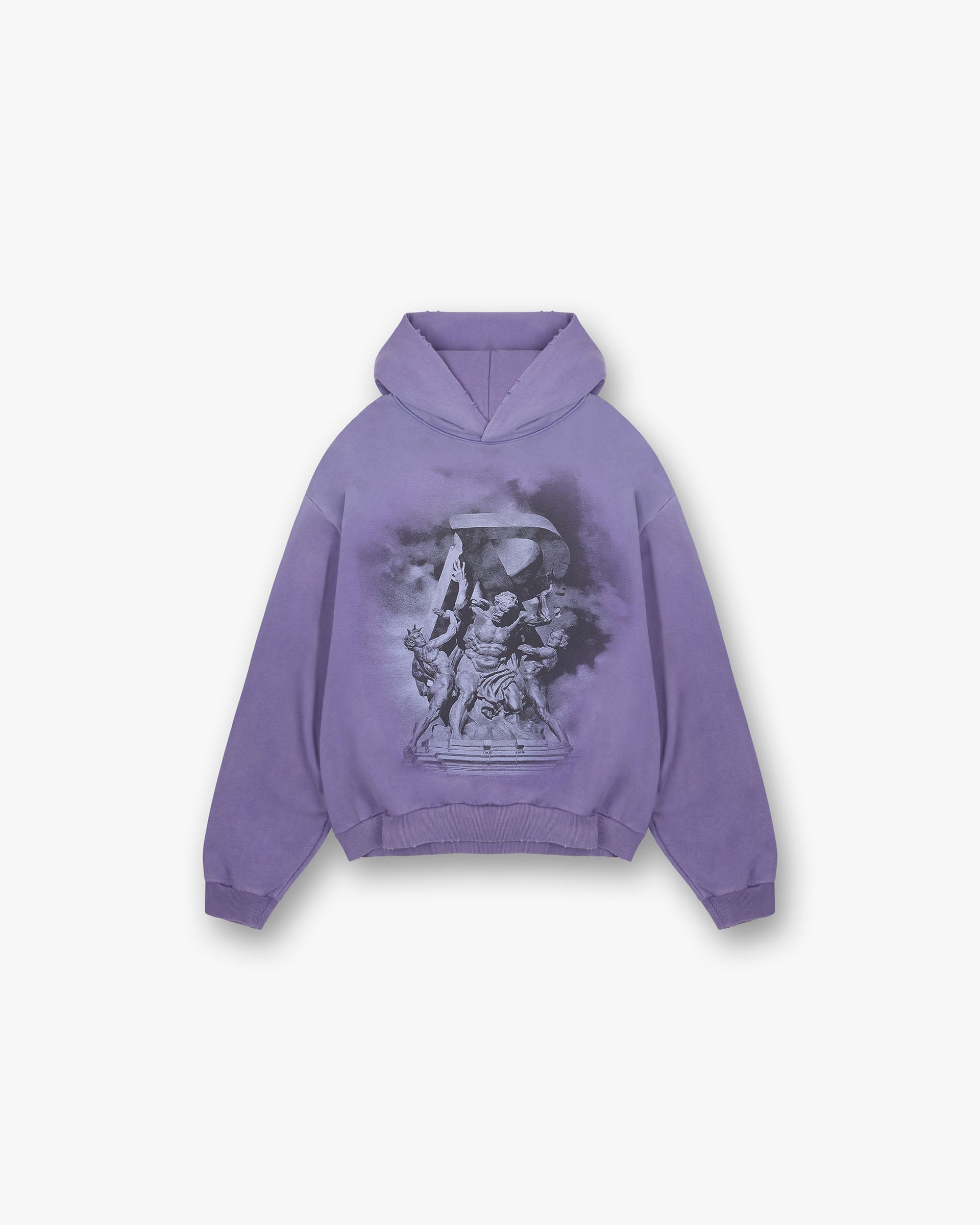 Front product image of a mens purple hoodie on a plain white background | Atlas Hoodie in Purple | Hoodie with super soft finish | FW24 Hoodies | Represent Clo