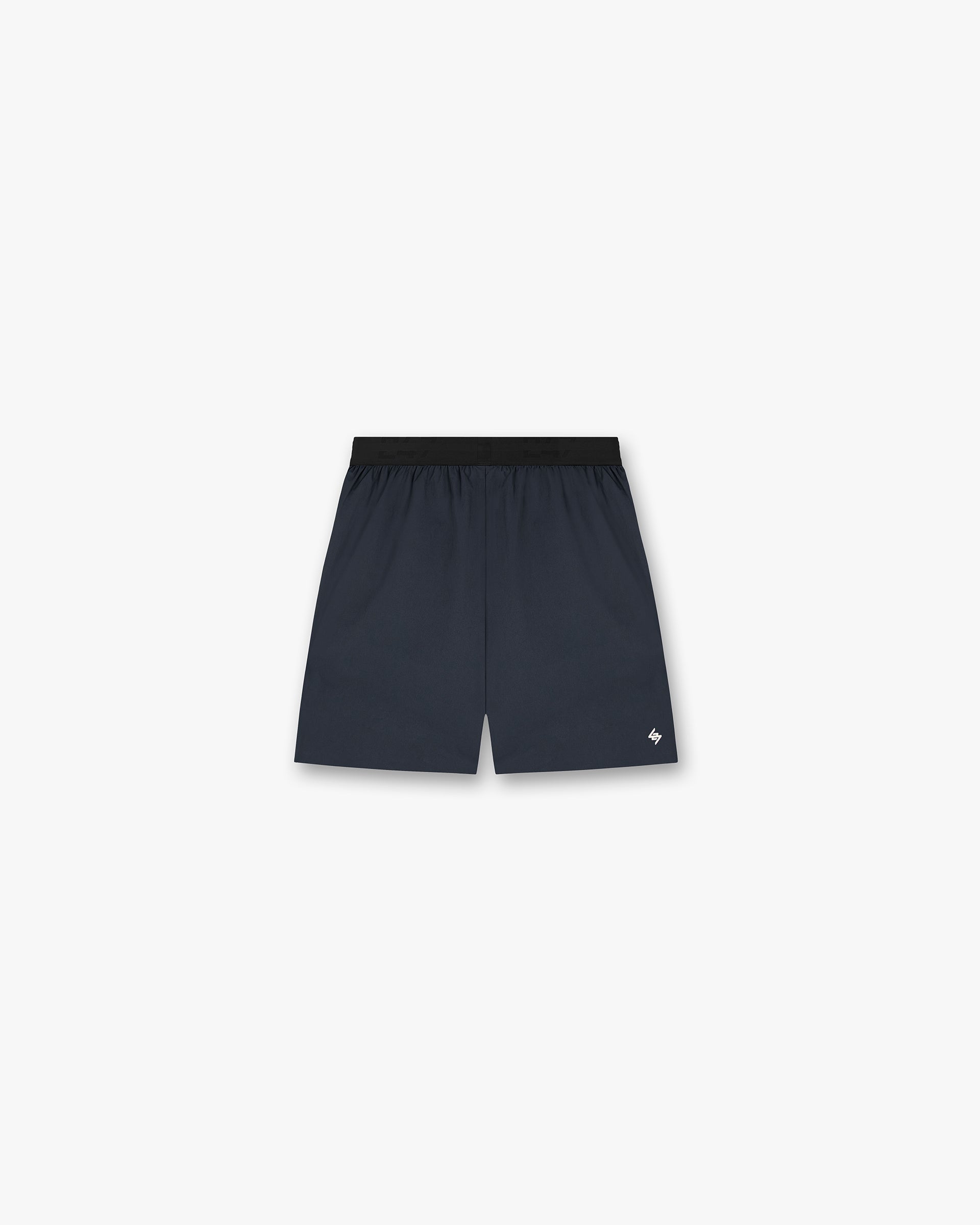 Back product image of mens navy shorts on a plain white background | 247 Fused Shorts in Navy | Gym shorts with recycled nylon blend and adjustable waistband | 247 Shorts | Represent Clo