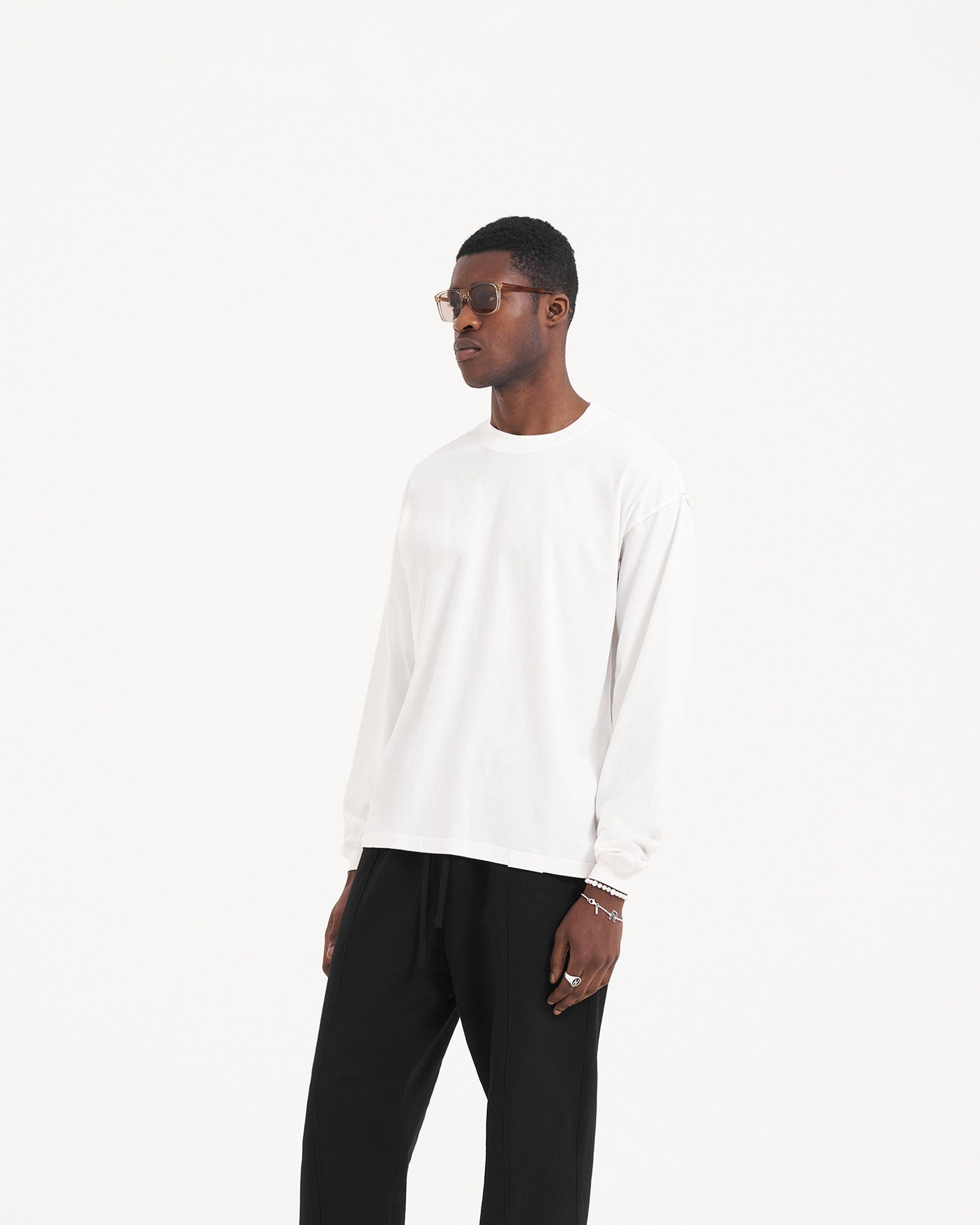 Initial Long Sleeve T-Shirt - Flat White