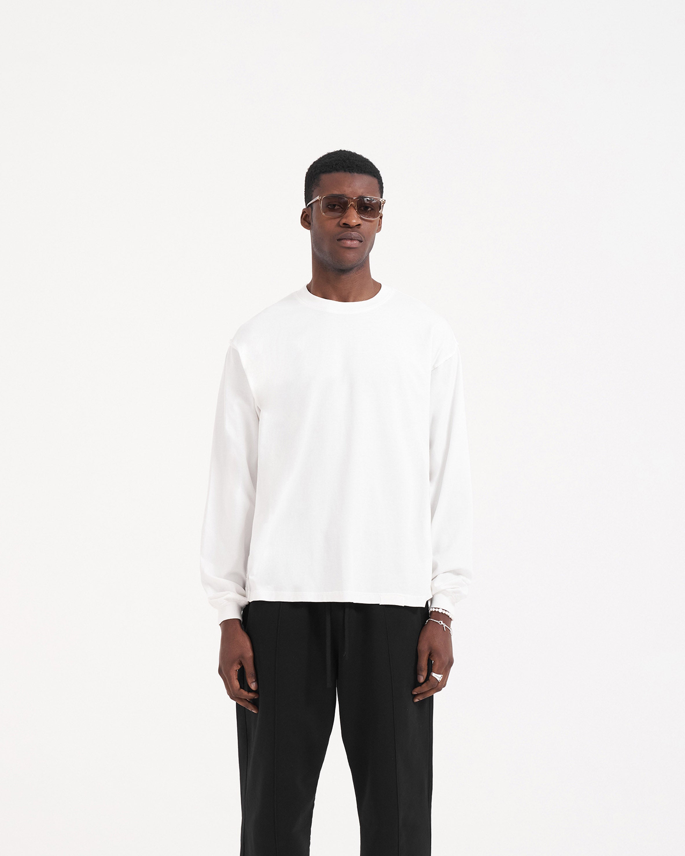 Initial Long Sleeve T-Shirt - Flat White