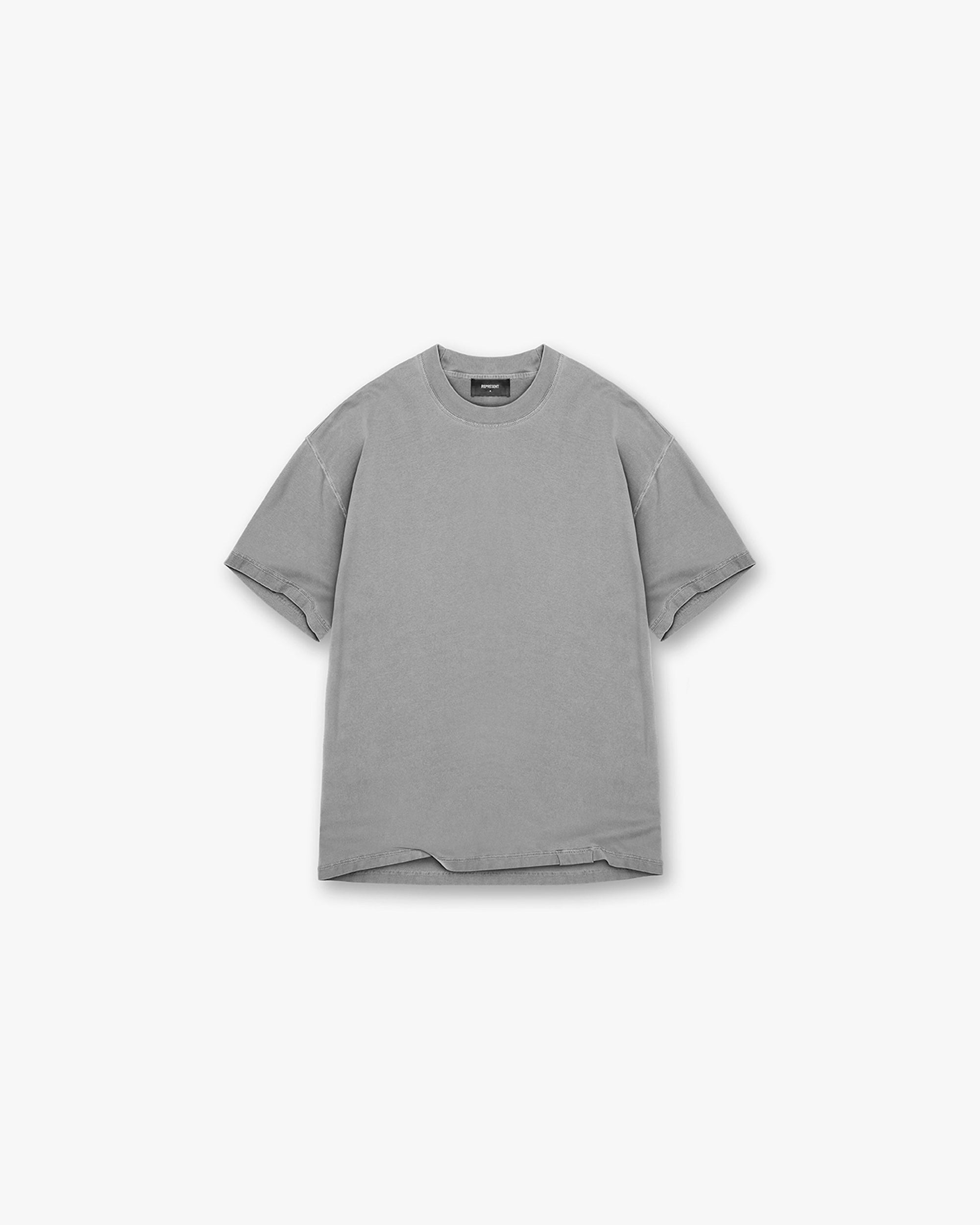 Front product image of a mens grey t-shirt on a plain white background | Initial T-Shirt in Ultimate Grey | Oversized fit cotton t-shirt with Icarus graphic | Initial T-Shirts | Represent Clo