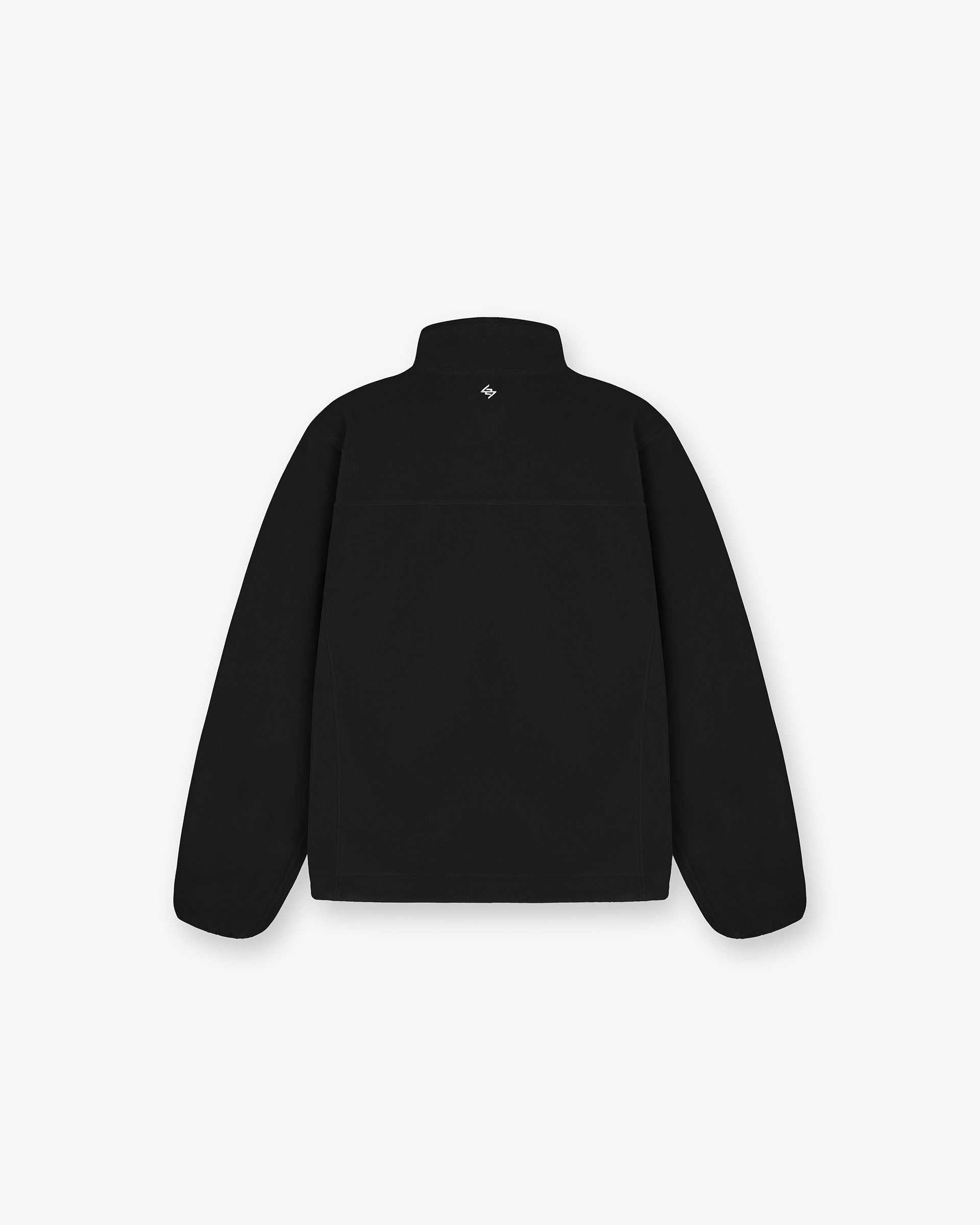 Back product image of a mens black panelled fleece on a plain white background | 247 Polar Panelled Fleece in Black | Fleece with double-ended zip and toggle hem | 247 Outerwear | Represent Clo