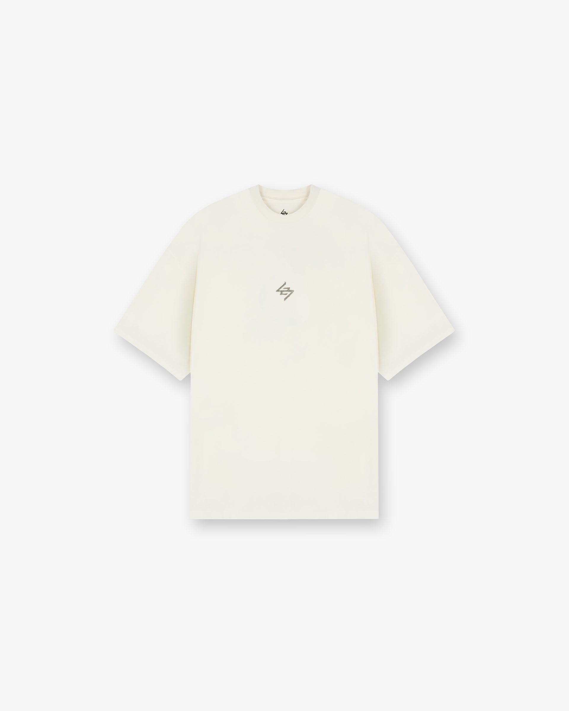 Back product image of a mens white t-shirt on a plain white background | 247 Motion Oversized T-Shirt in Flat White | Oversized t-shirt with water based graphic print | 247 T-Shirts | Represent Clo