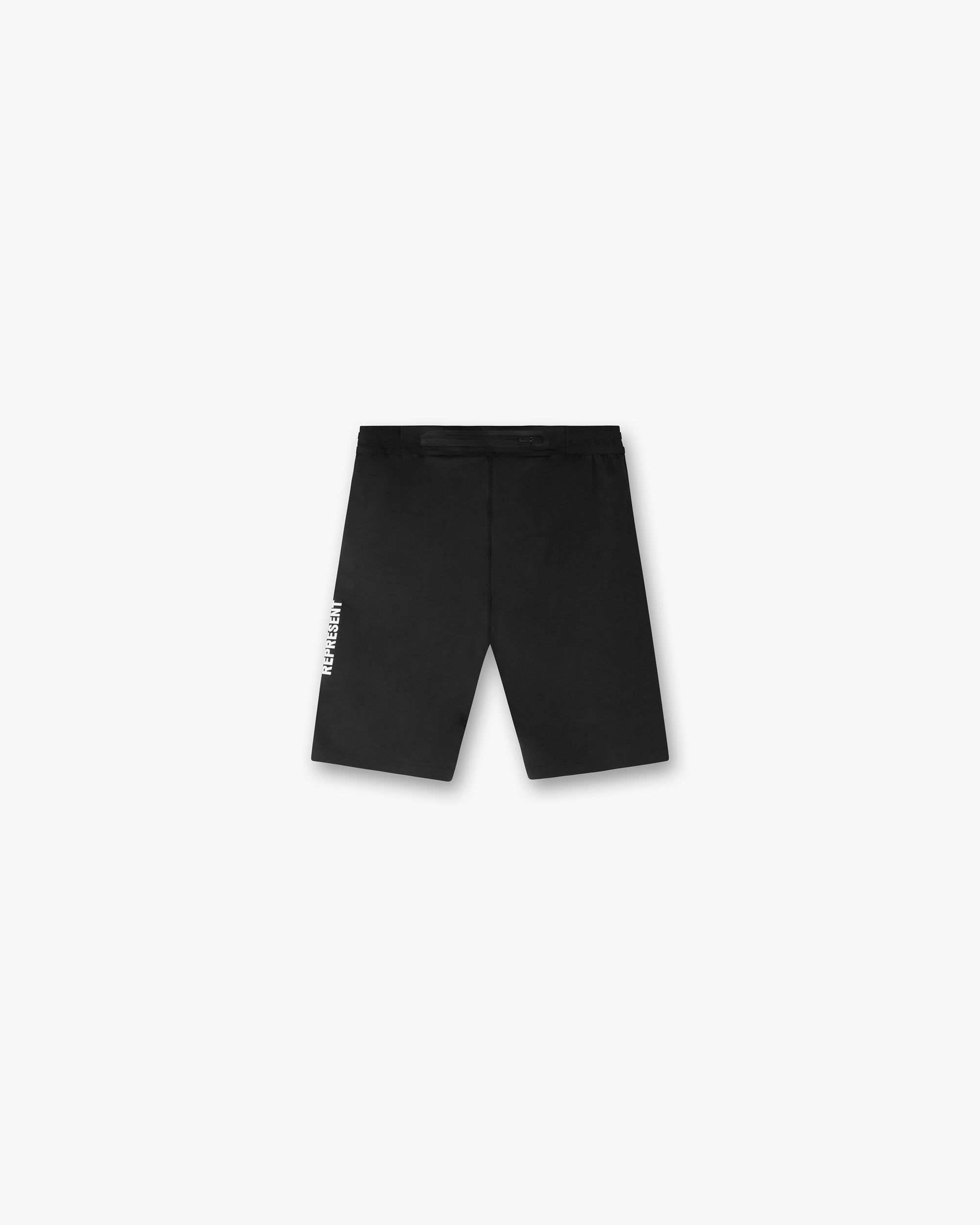 Back product image of mens black running half tights on a plain white background | Team 247 Half Tight in Black | Running shorts with 4-way stretch | 247 Shorts | Represent Clo