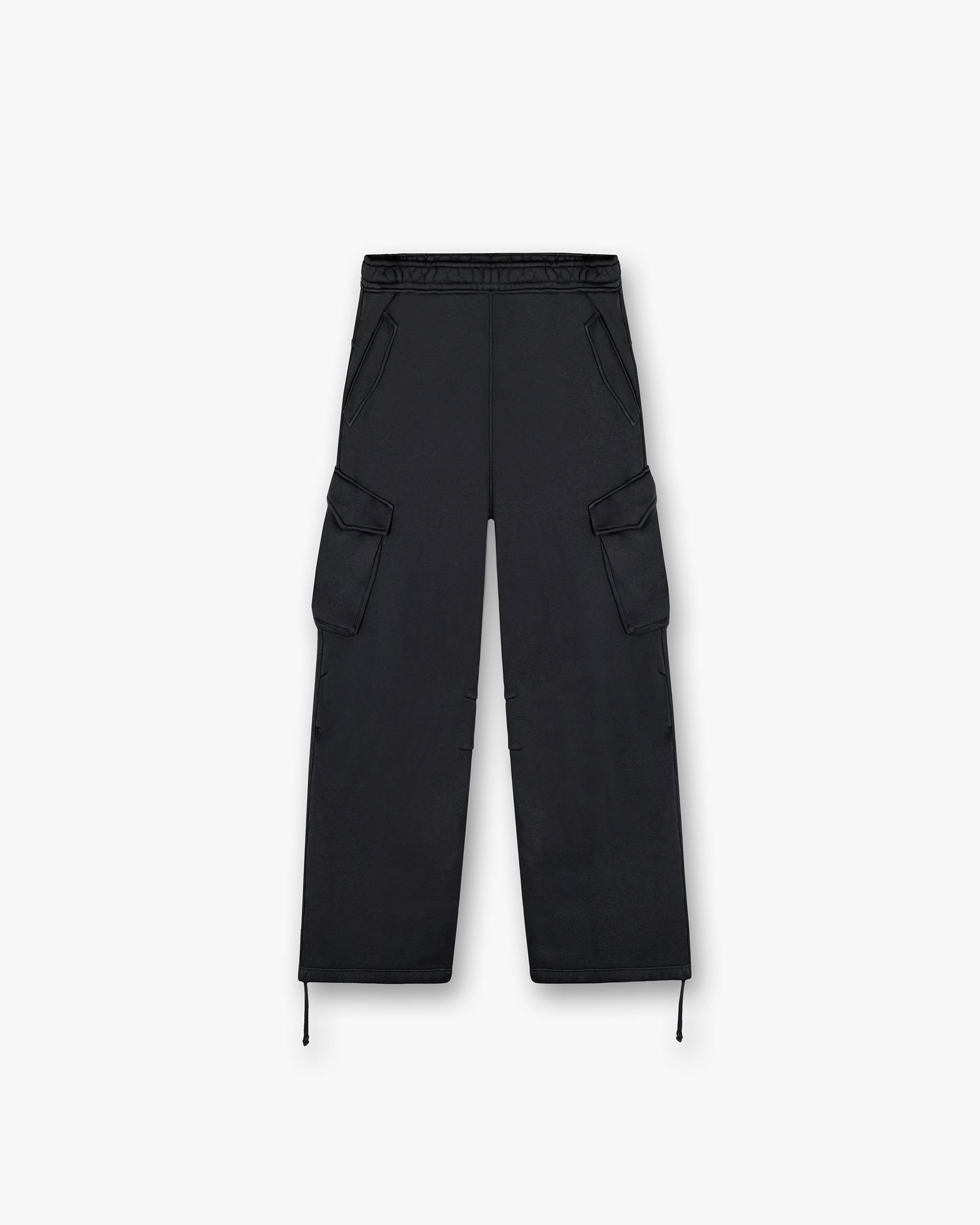 Front product image of a womens black jogger on a plain white background | Initial Cargo Jogger in Washed Black | Viscose blend cargo jogger | Womens Initial Bottoms | Represent Clo