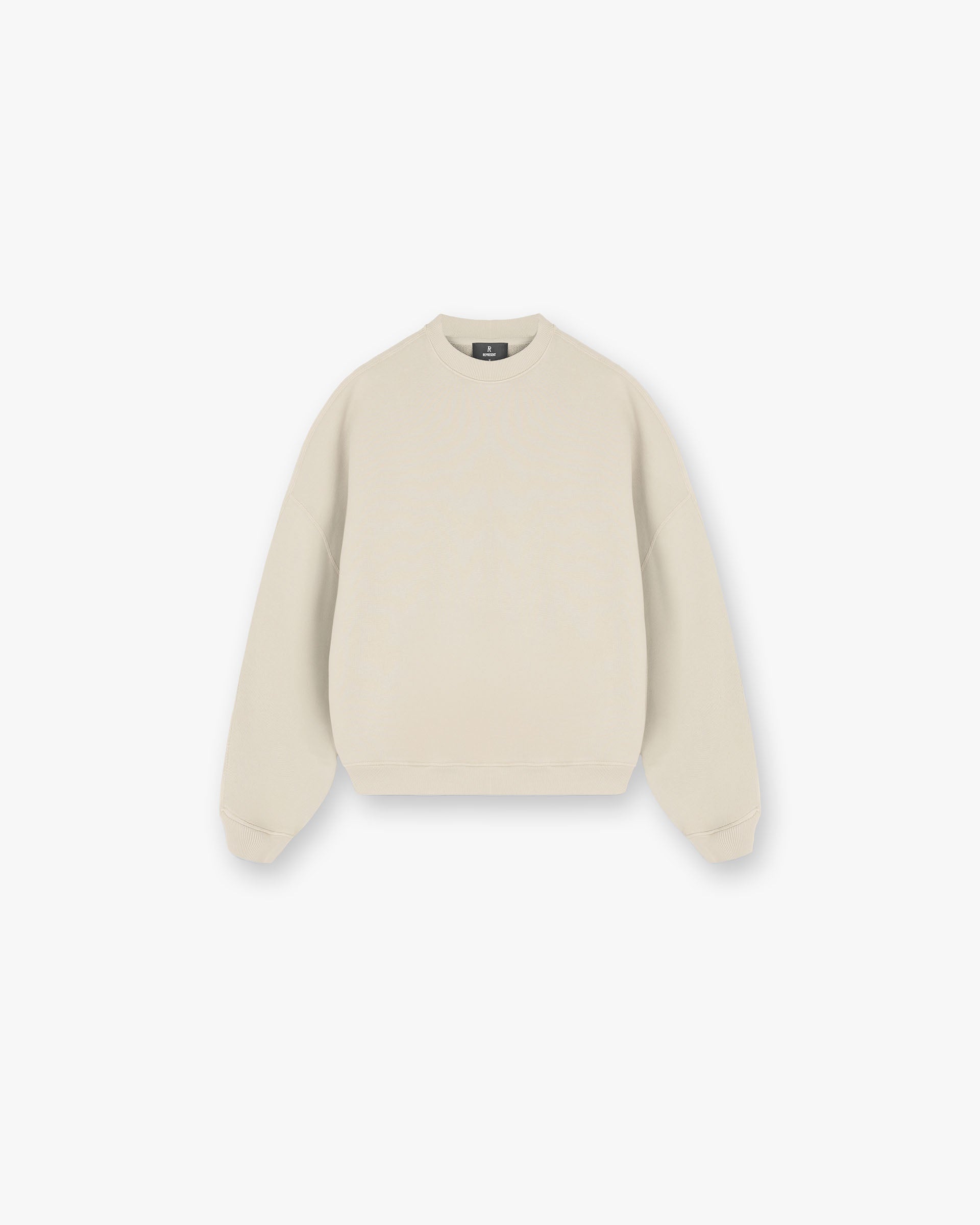 Front product image of a womens grey leather sweater on a plain white background | Initial V Notch Sweater in Storm | Leather sweater with V-notch detail | Womens Initial Sweaters | Represent Clo