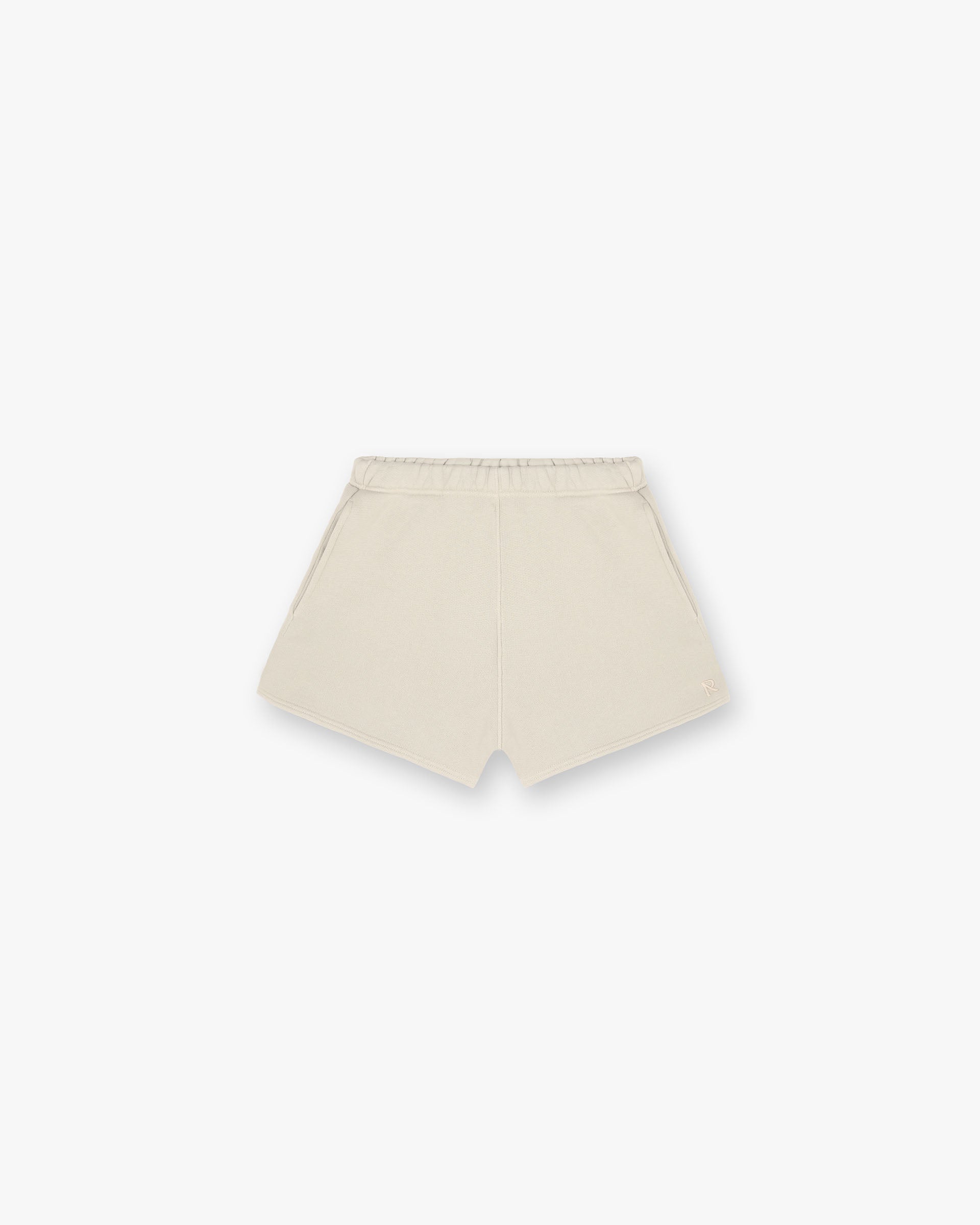 Front product image of womens green shorts on a plain white background | Initial Washed Shorts in Storm | Cotton and lyocell shorts | Womens Initial Shorts | Represent Clo