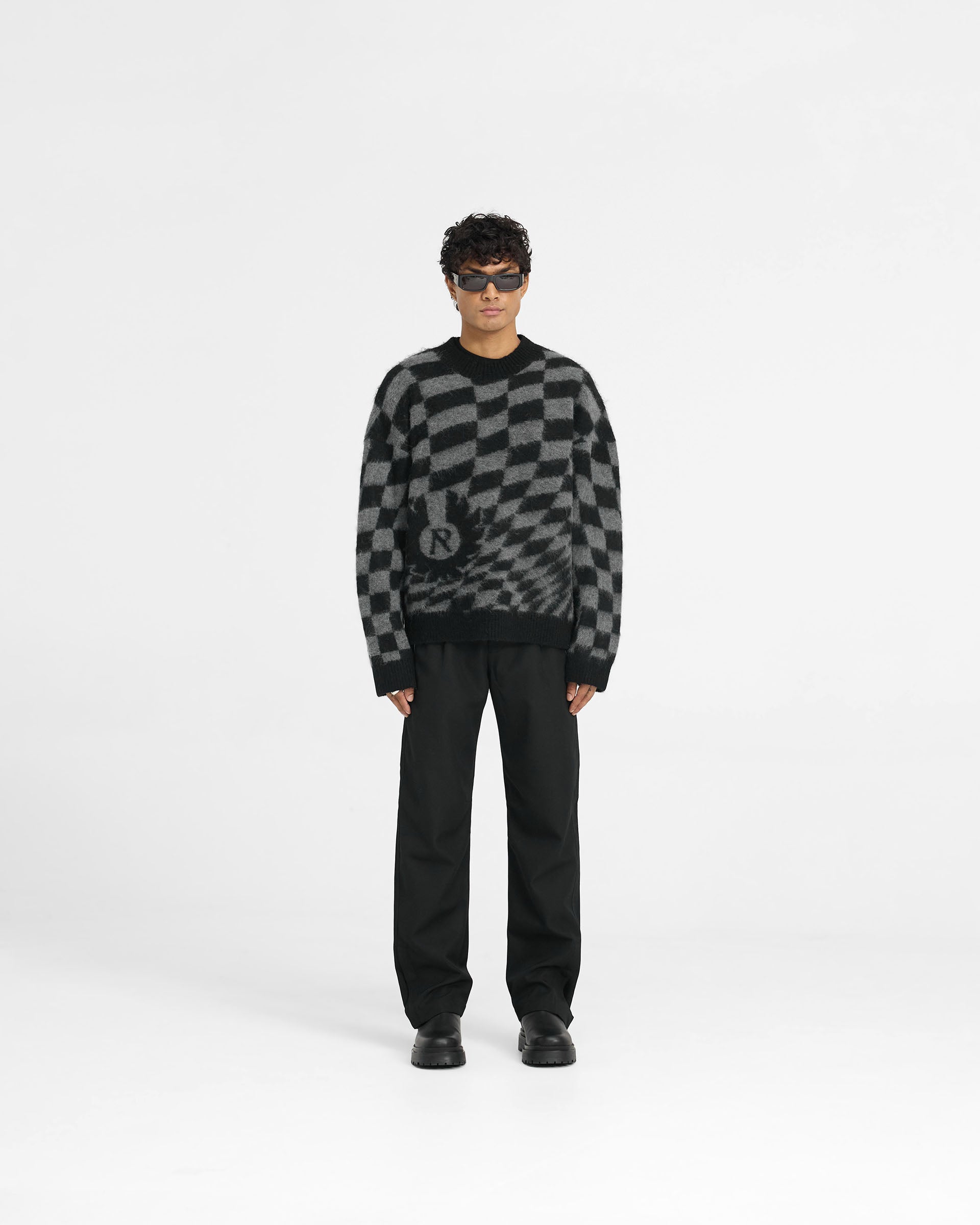 Represent X Belstaff Checkerboard Knit Sweater - Shadow