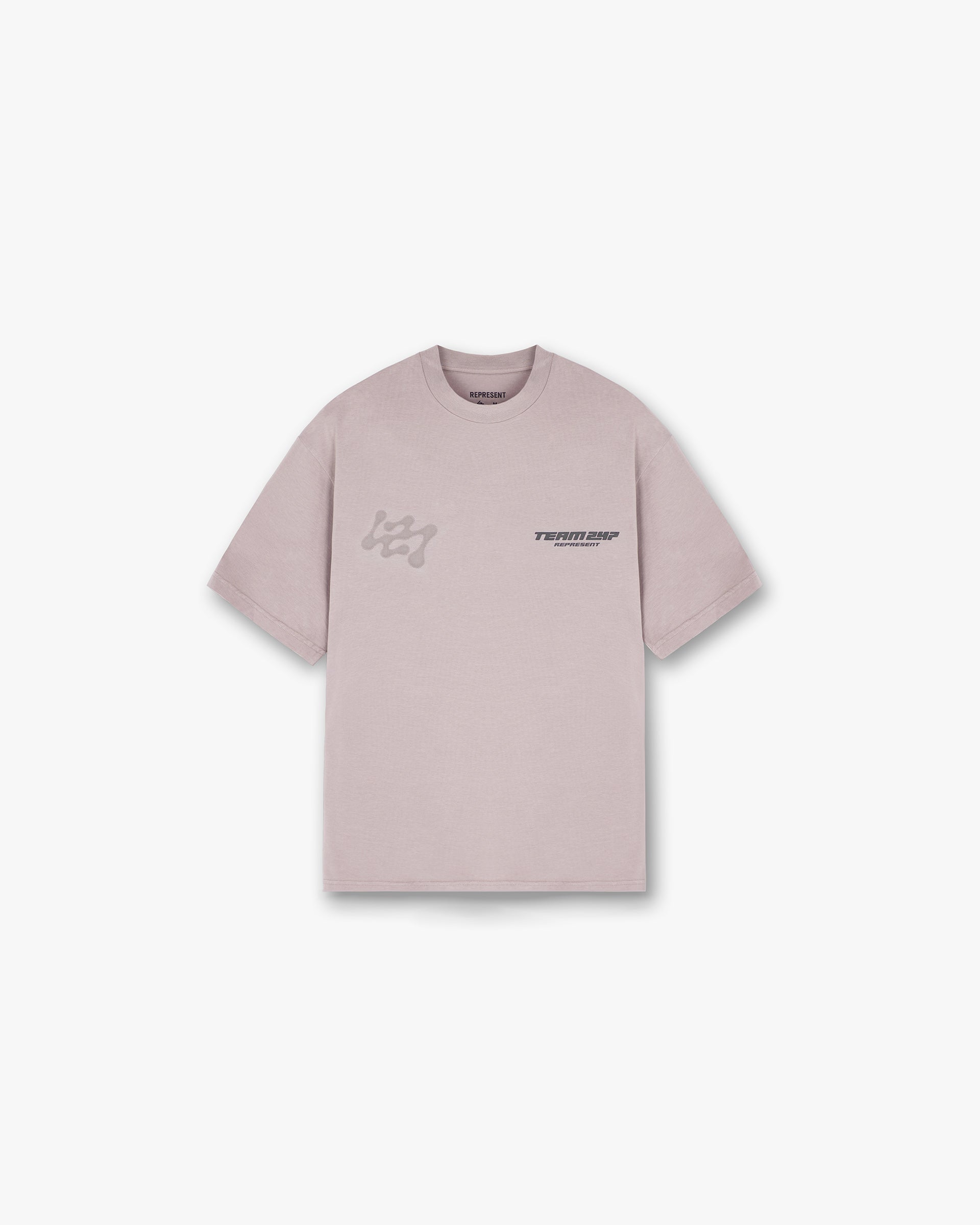 Front product image of a mens grey t-shirt on a plain white background | 247 Future Terrains Oversized T-Shirt in Moonrock | Oversized t-shirt with graphic design | 247 T-Shirts | Represent Clo