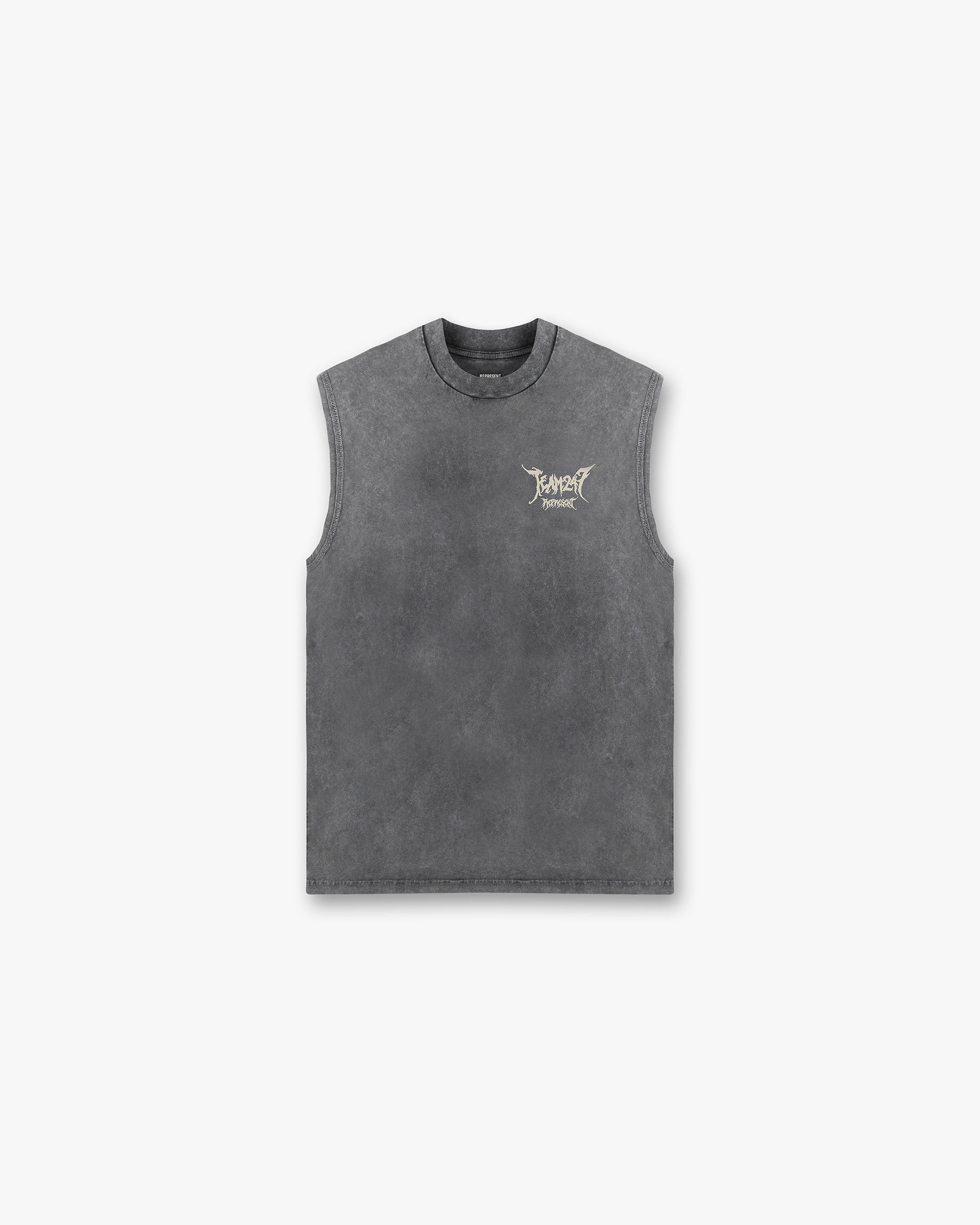 Front product image of a mens grey tank top on a plain white background | Team 247 X END Oversized Tank in Washed Grey | Oversized tank top | 247 T-Shirts | Represent Clo