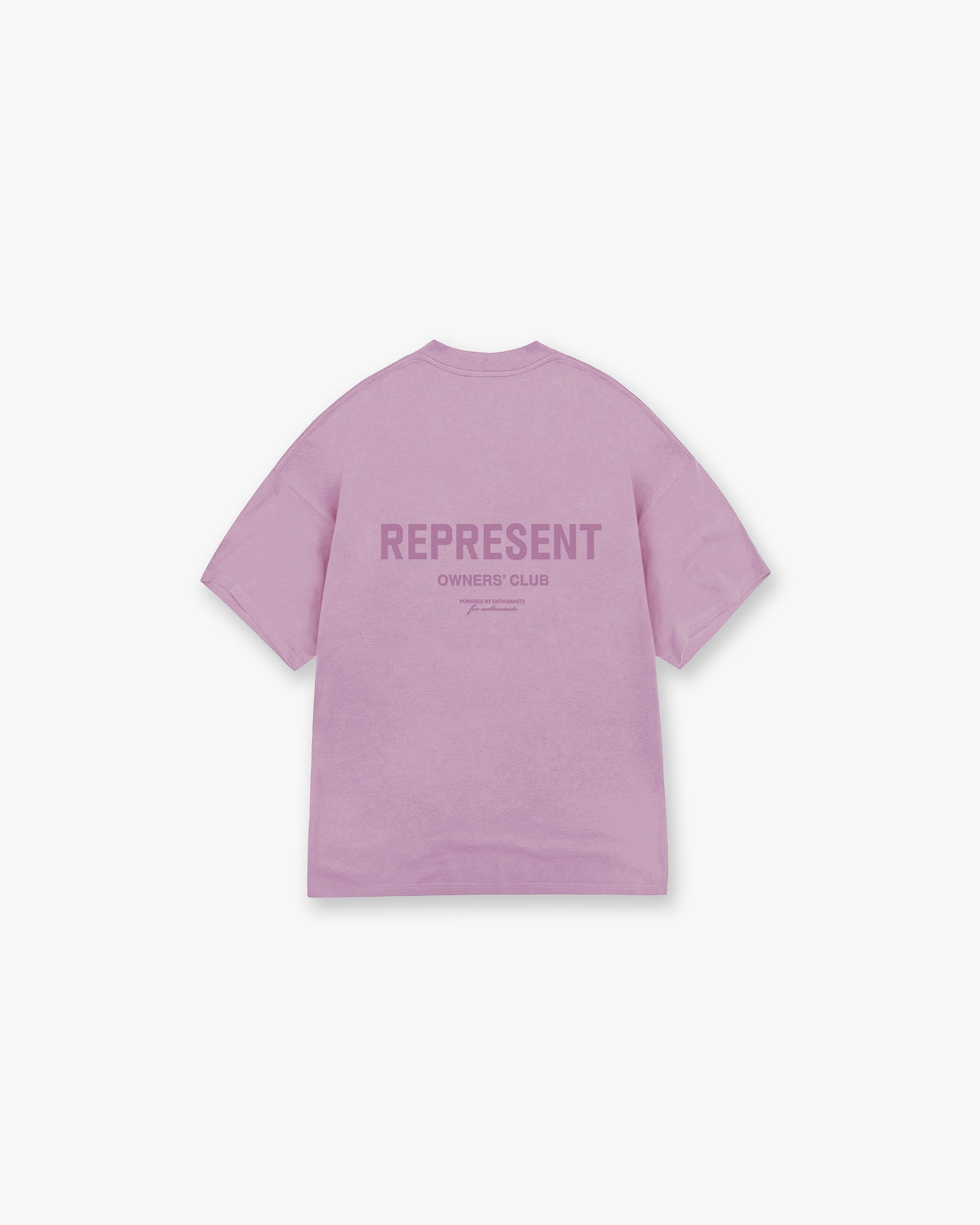 Front product image of a mens purple t-shirt on a plain white background | Represent Owners Club T-Shirt in Mid Purple | T-shirt with Owners Club branding | Owners Club T-Shirts | Represent Clo