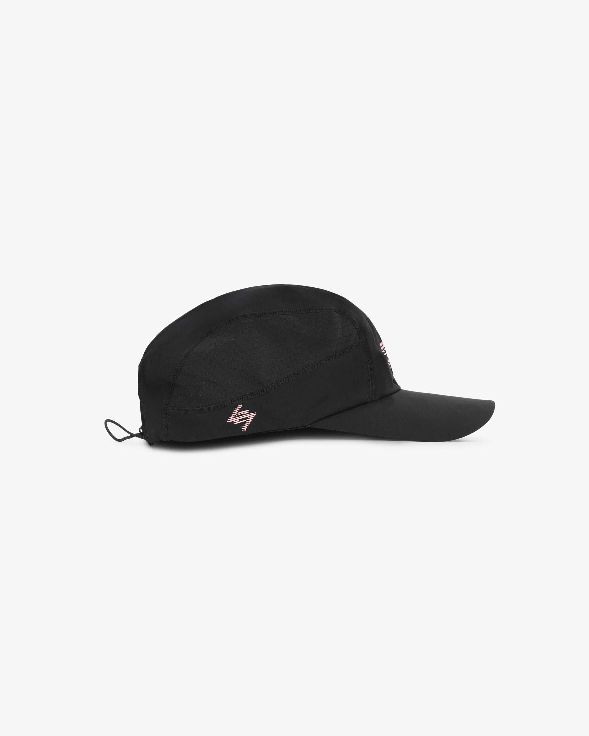 Back product image of a mens pink cap on a plain white background | 247 Los Angeles Cap in Pink | Cap with breathable mesh and adjustable bungee cord | 247 Accessories | Represent Clo