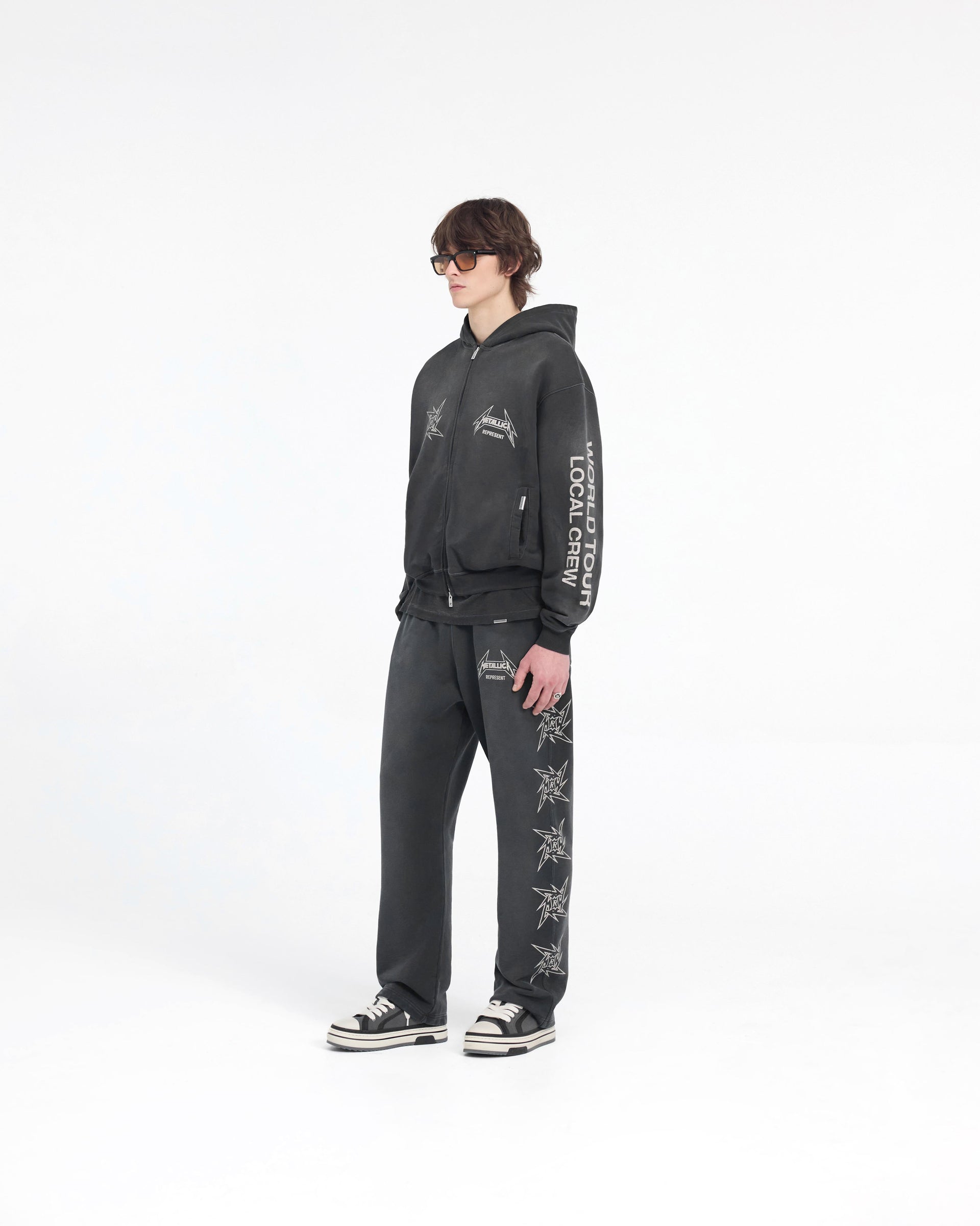 Represent X Metallica Local Crew Zip Hoodie - Stained Black