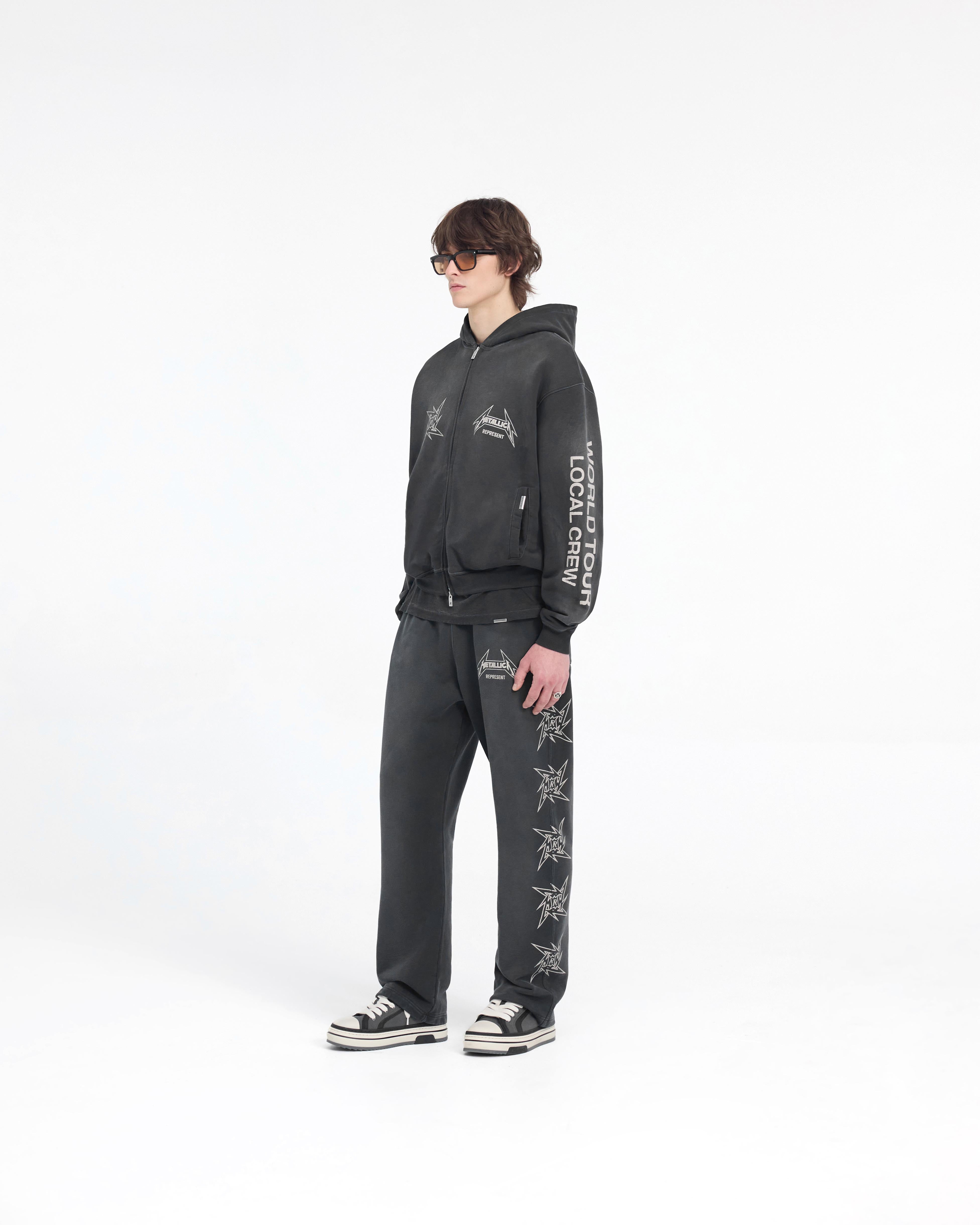 Represent X Metallica Local Crew Zip Hoodie - Stained Black