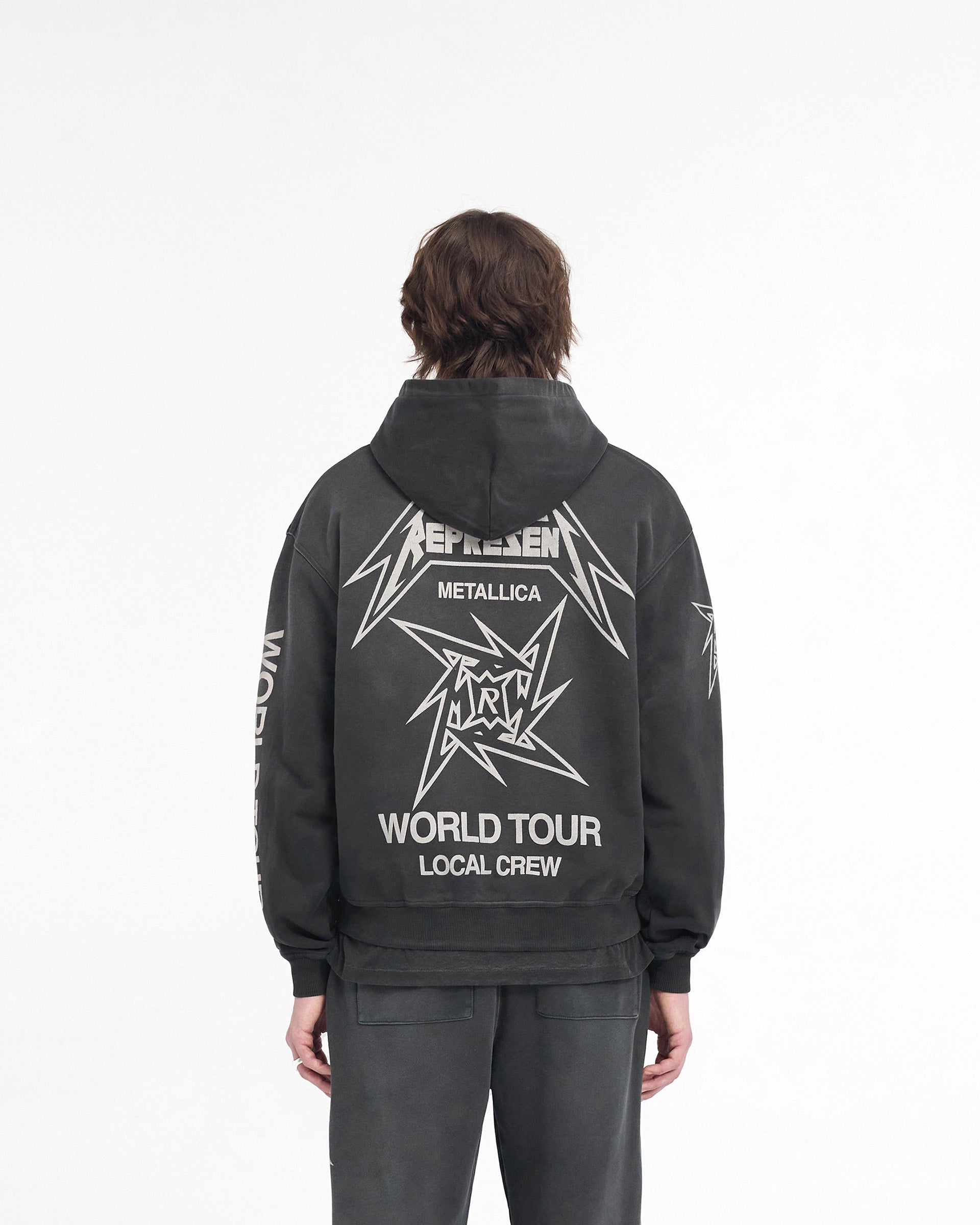 Represent X Metallica Local Crew Zip Hoodie - Stained Black