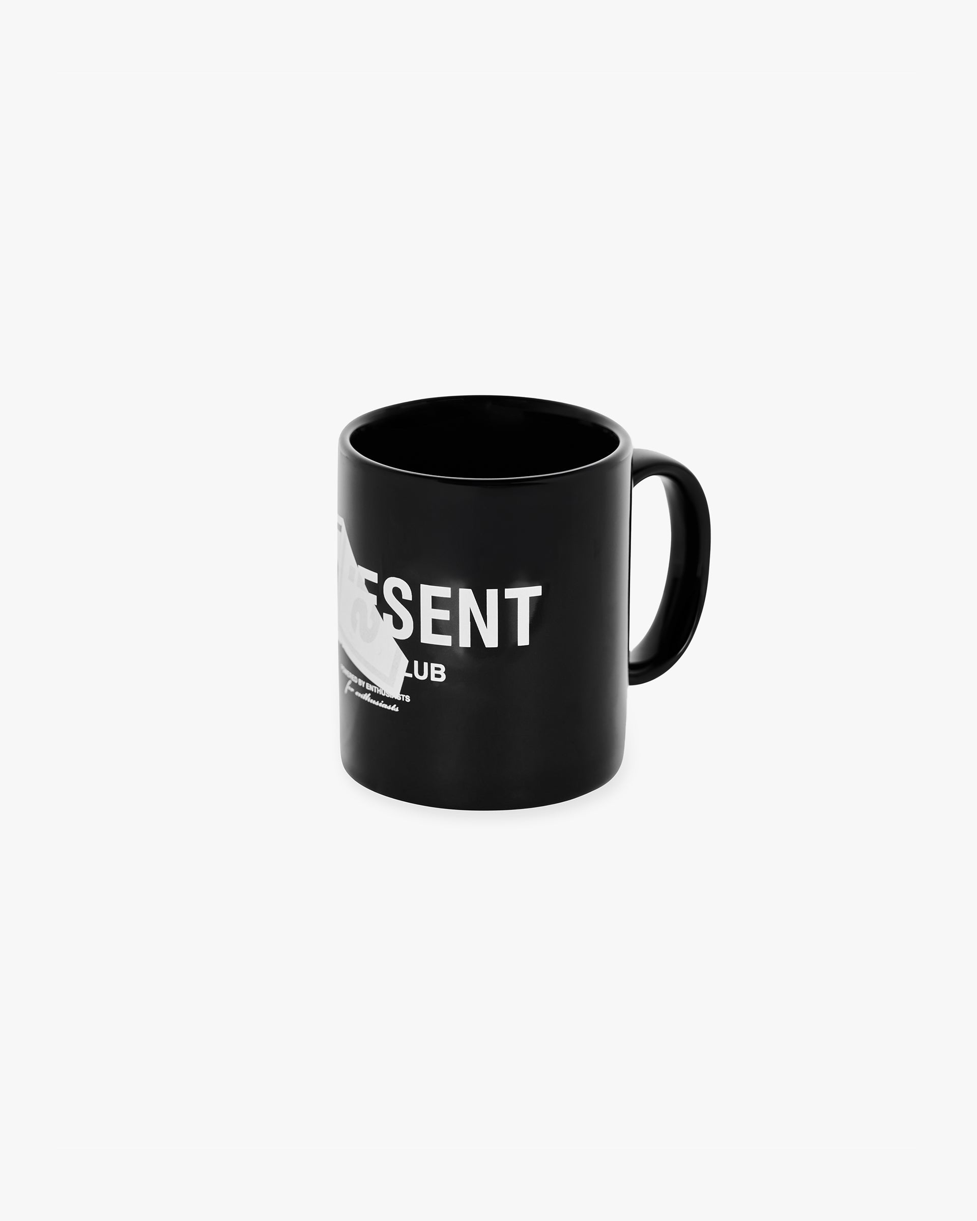 Back product image of a mens black mug on a plain white background | Represent X Oasis Mug in Black | Mug with Oasis Fly Poster artwork | FW24 Accessories | Represent Clo
