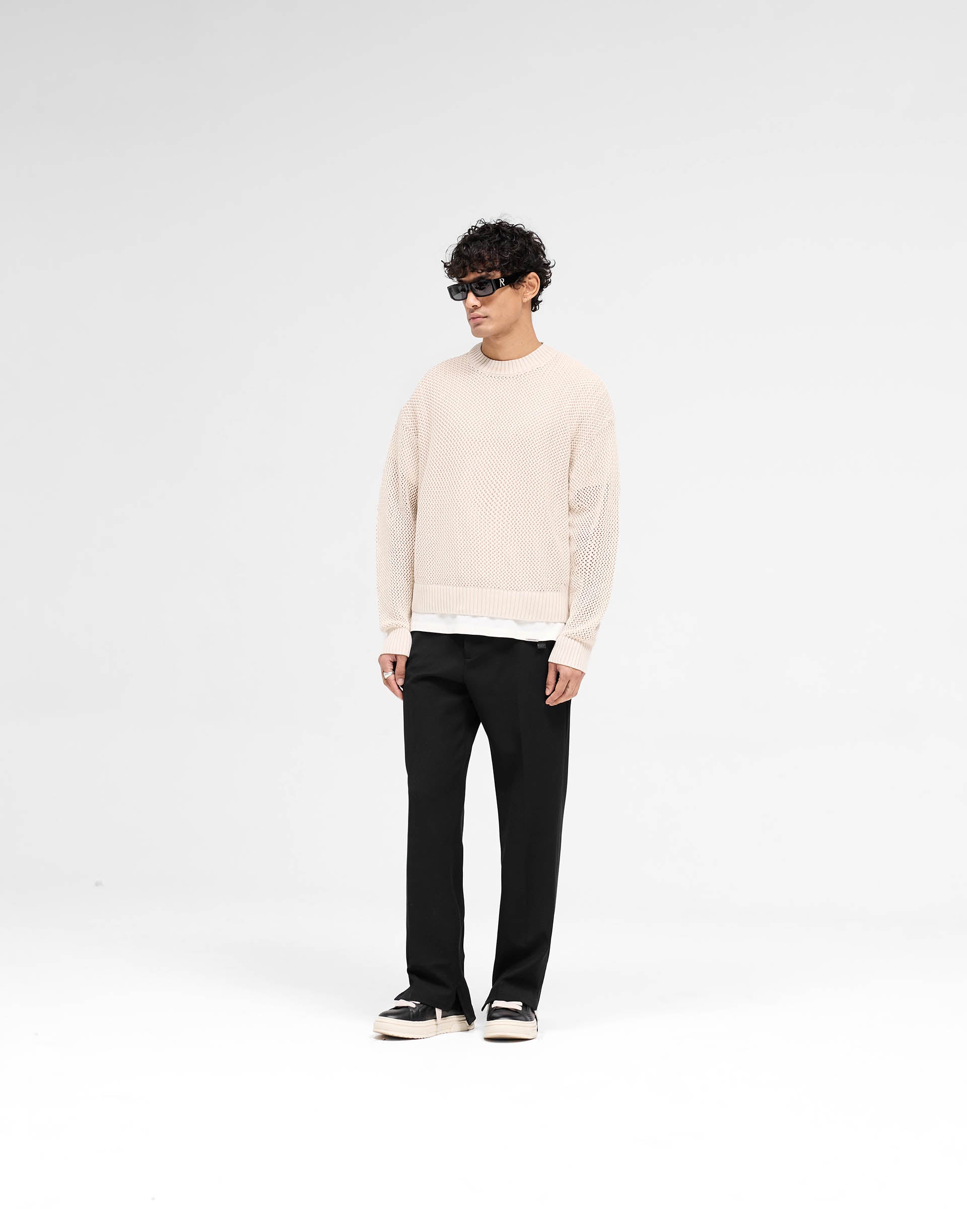 Open Gauge Knit Sweater - Off White