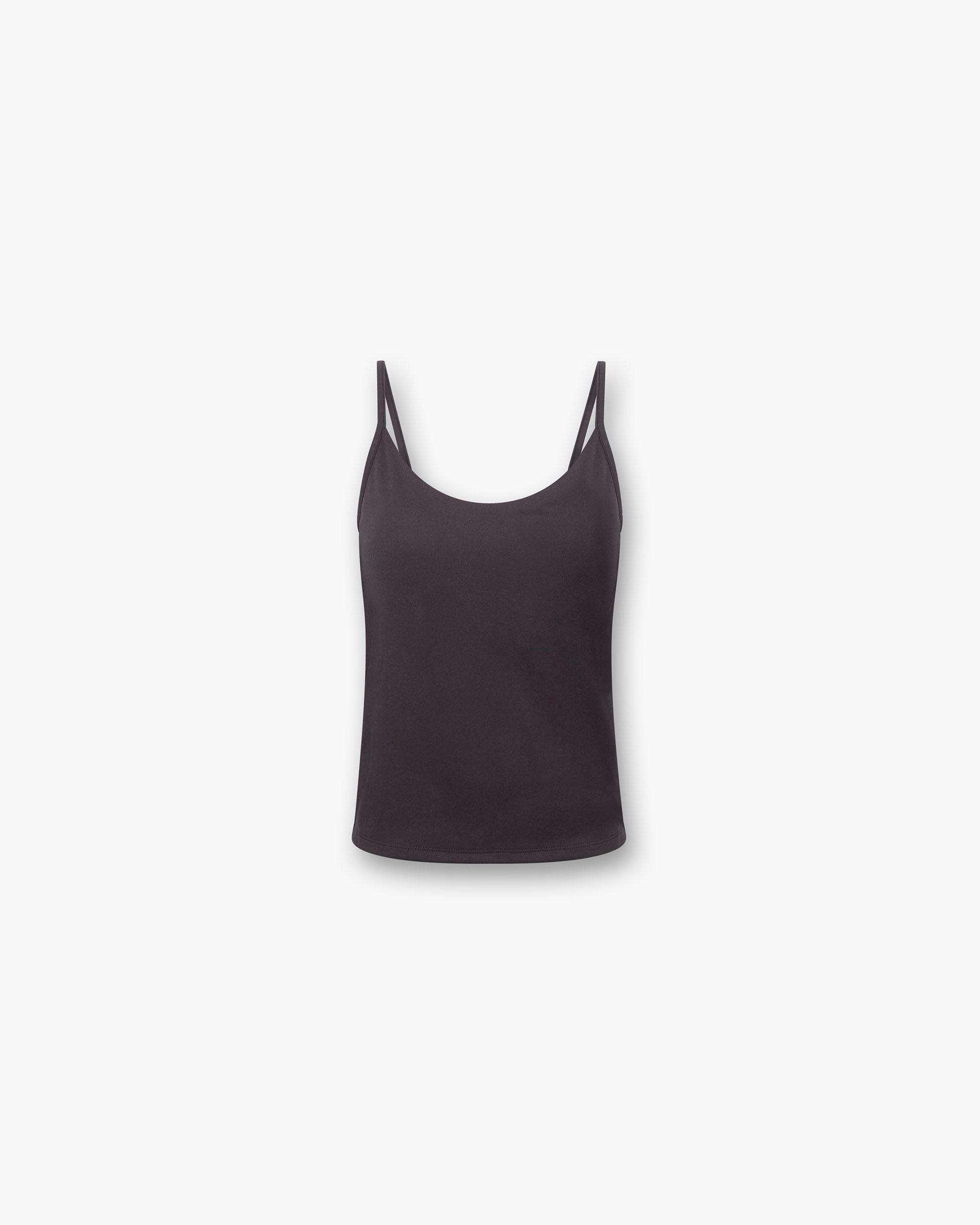 Front product image of a womens black top on a plain white background | Owners Club Cami Top in Black Coffee | Women's cami top with minimalist detailing | Womens Owners Club Tops | Represent Clo