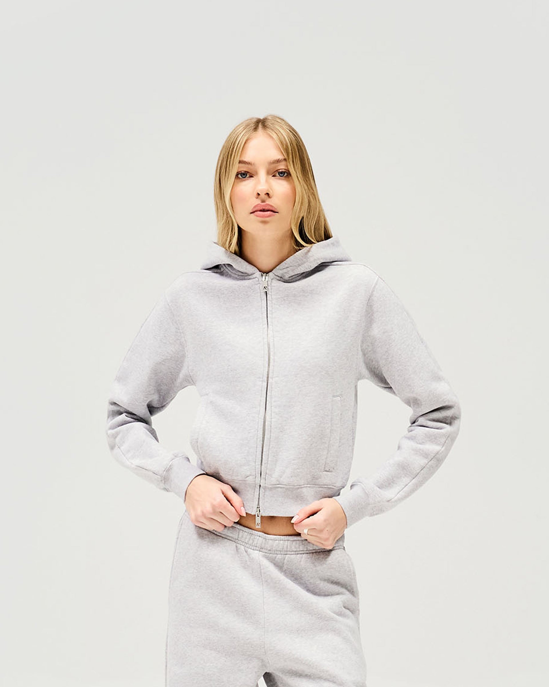 Owners Club Slim Zip Hoodie - Grey Marl