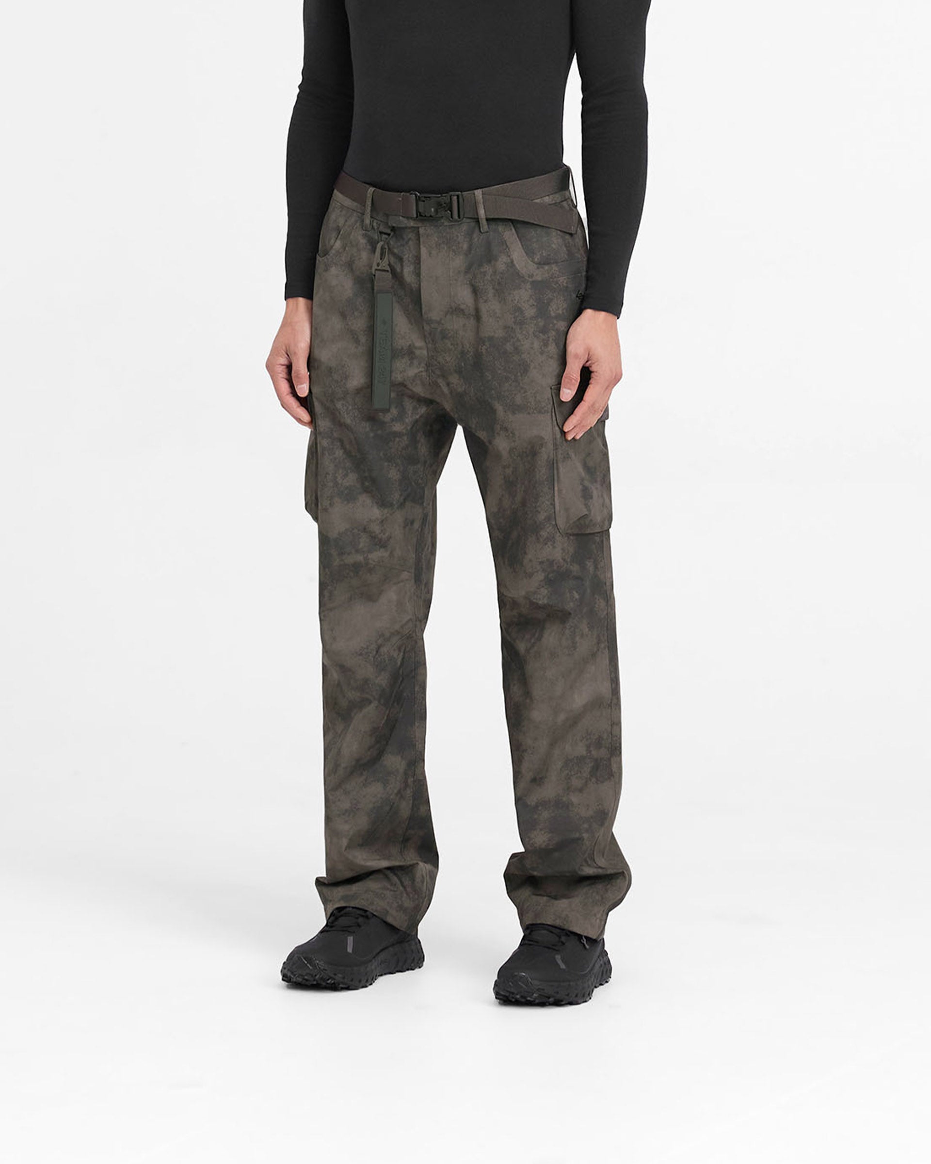 Back product image of mens grey cargo pants on a plain white background | 247 Technical Cargo Pant in Terrain | Waterproof pants with technical cargo pockets | 247 Pants | Represent Clo