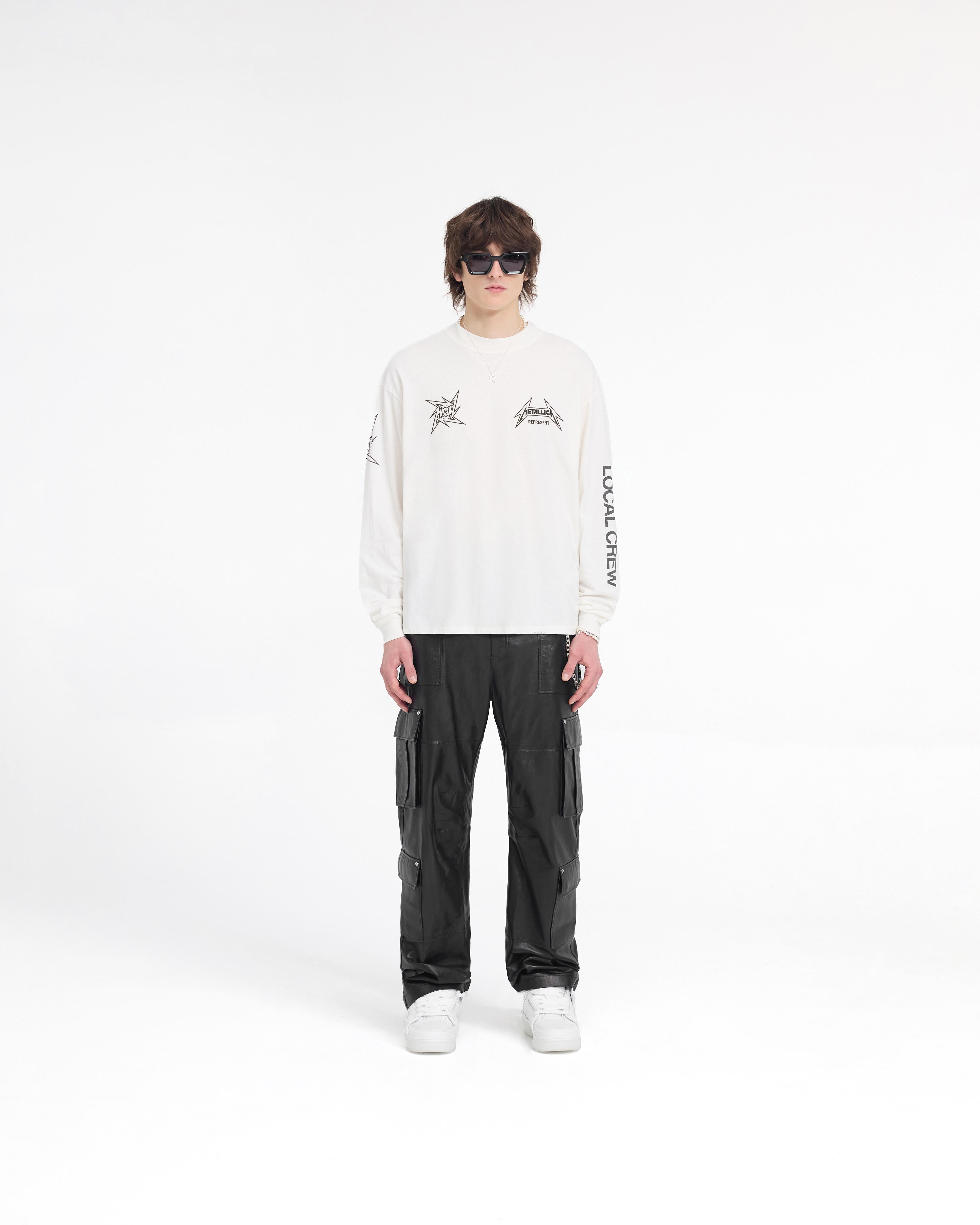 Represent X Metallica™️ Local Crew Langarm-T-Shirt - Mattweiß