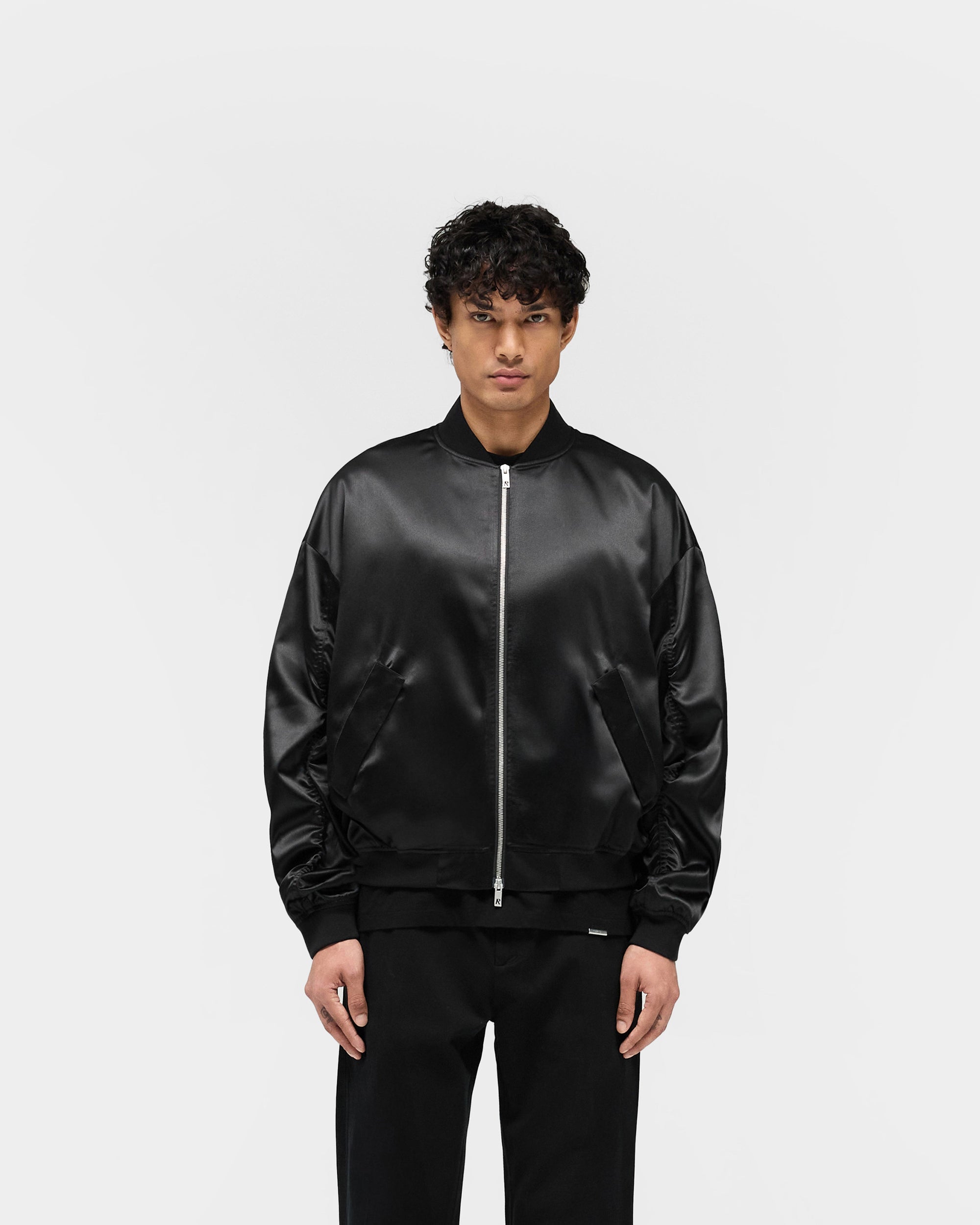 Satin Bomber - Black