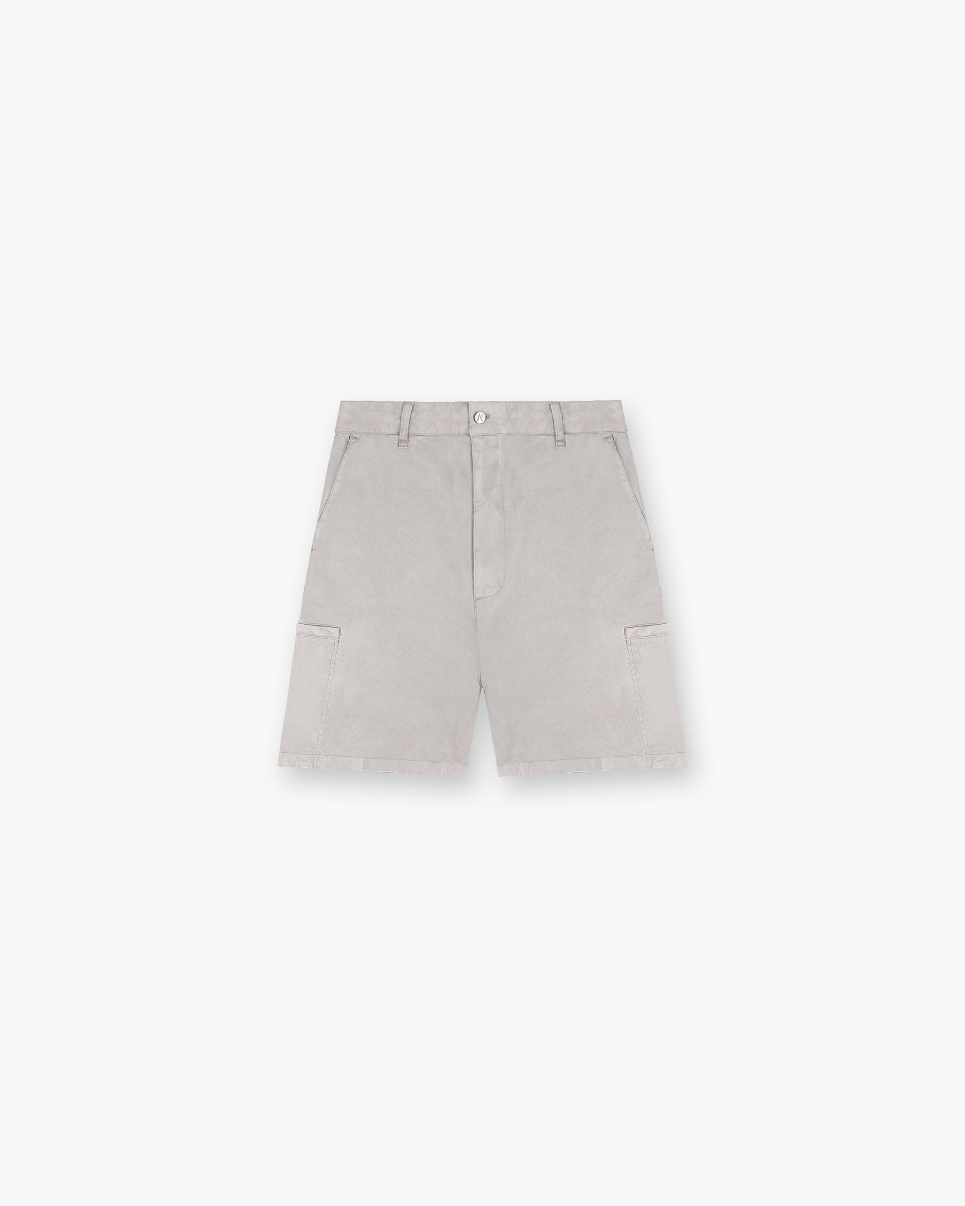 Front product image of mens beige cargo shorts on a plain white background | Season Cargo Short in Washed Taupe | Cargo shorts with multiple pockets | SS25 Shorts | Represent Clo