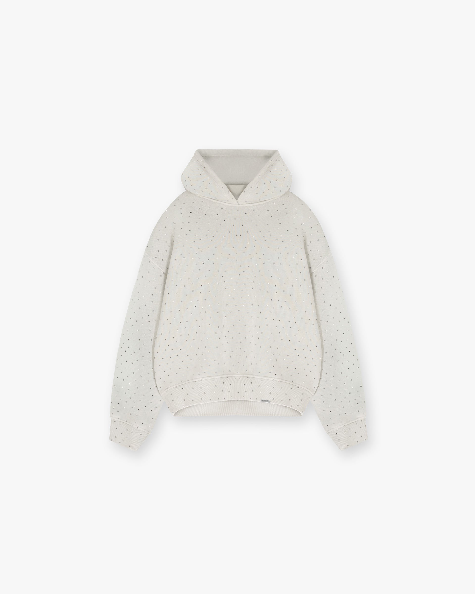 Front product image of a womens white hoodie on a plain white background | Spark Hoodie in Storm | Jersey hoodie | Womens SS25 Hoodies | Represent Clo