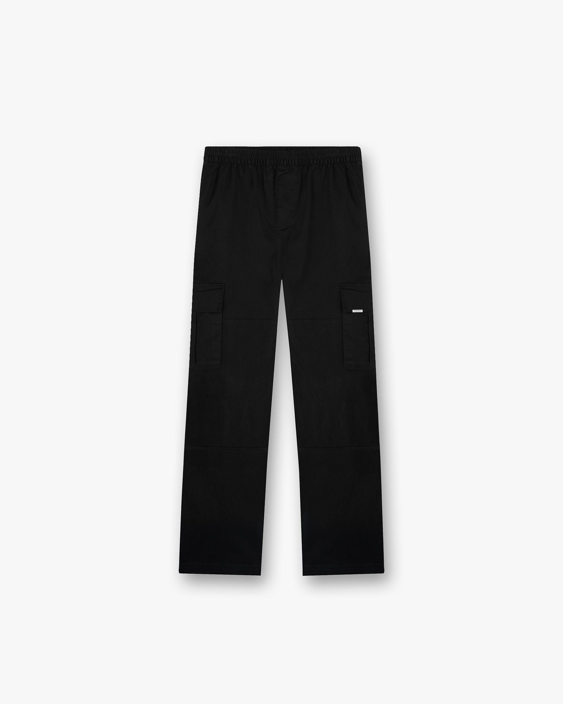 Front product image of a mens black cargo pant on a plain white background | Cargo Pant in Black | Pants with multiple pockets | FW24 Pants | Represent Clo