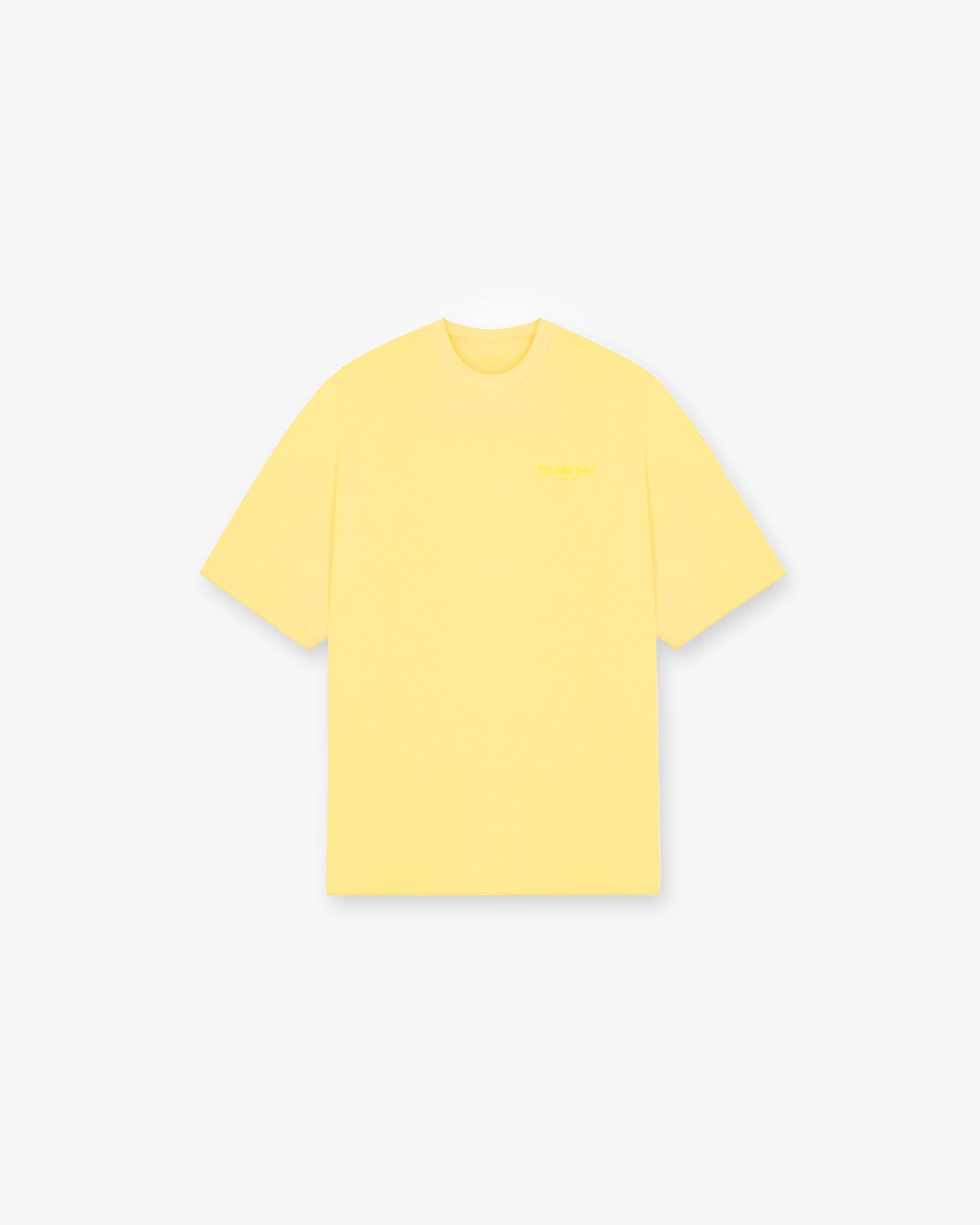 Front product image of a mens lemon t-shirt on a plain white background | Team 247 Oversized T-Shirt in Lemon | Oversized t-shirt with premium cotton | 247 T-Shirts | Represent Clo