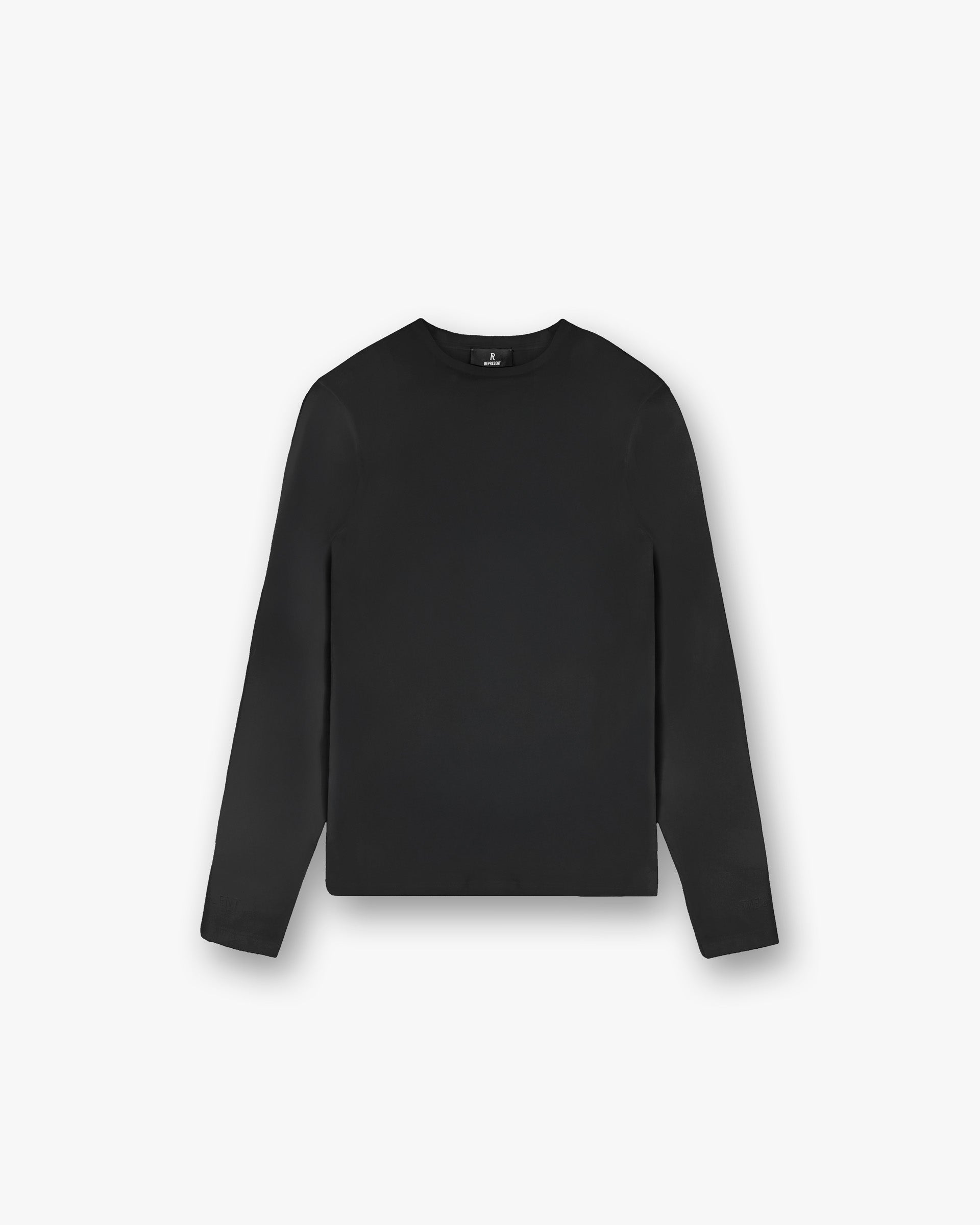 Front product image of a womens black long sleeve top on a plain white background | Trigger Long Sleeve in Black | Cotton top with double zips and chest pocket | Womens SS25 Knitwear | Represent Clo