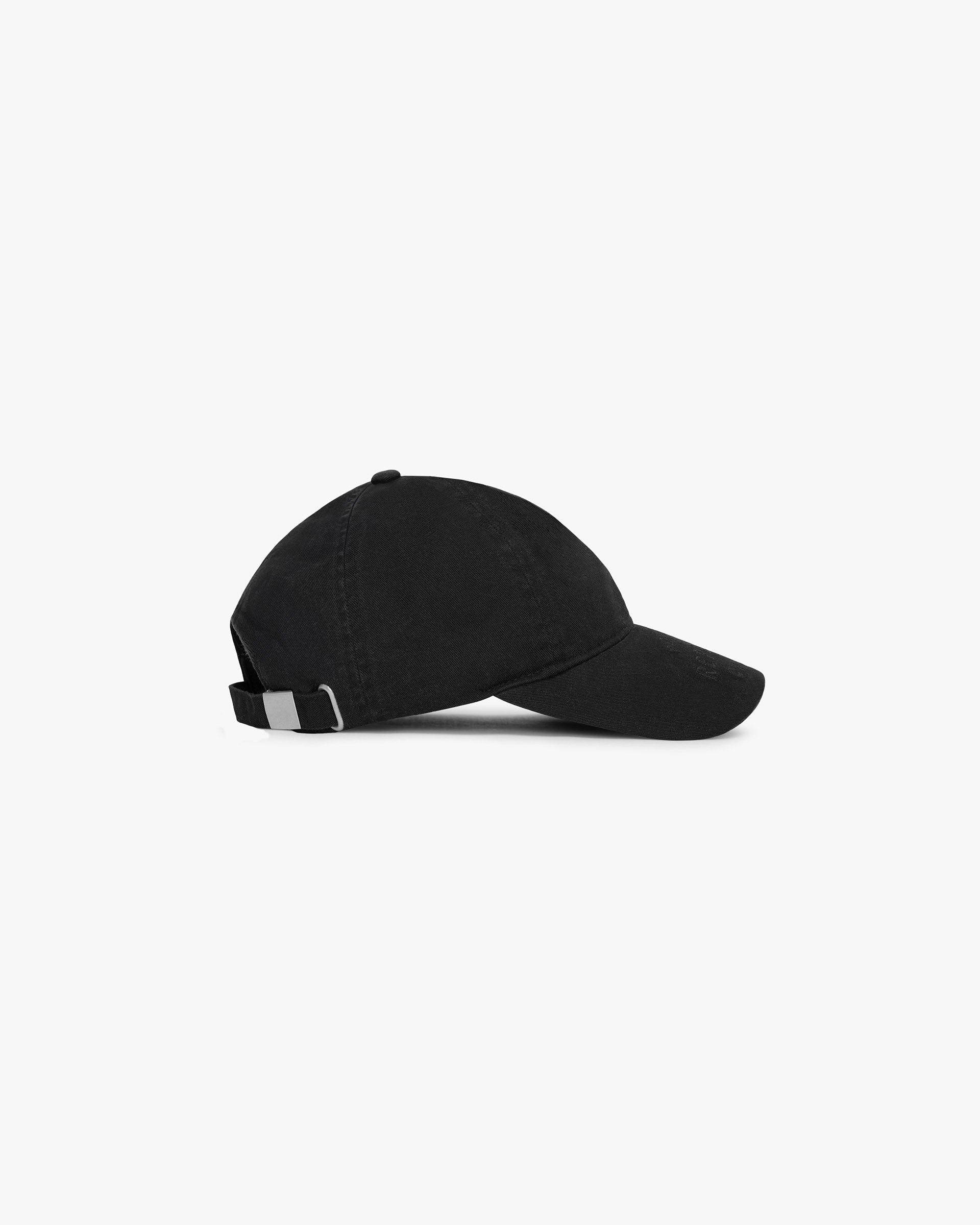 Back product image of a womens black cap on a plain white background | Field Cap in Black | Cotton baseball cap with adjustable shape | Womens SS25 Accessories | Represent Clo