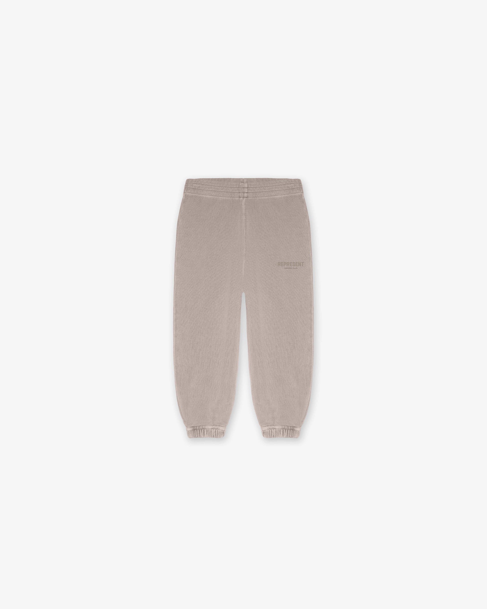 Front product image of mens mushroom sweatpants on a plain white background | Represent Mini Owners Club Sweatpants in Mushroom | Heavy weight jersey sweatpants | Owners Club Pants | Represent Clo