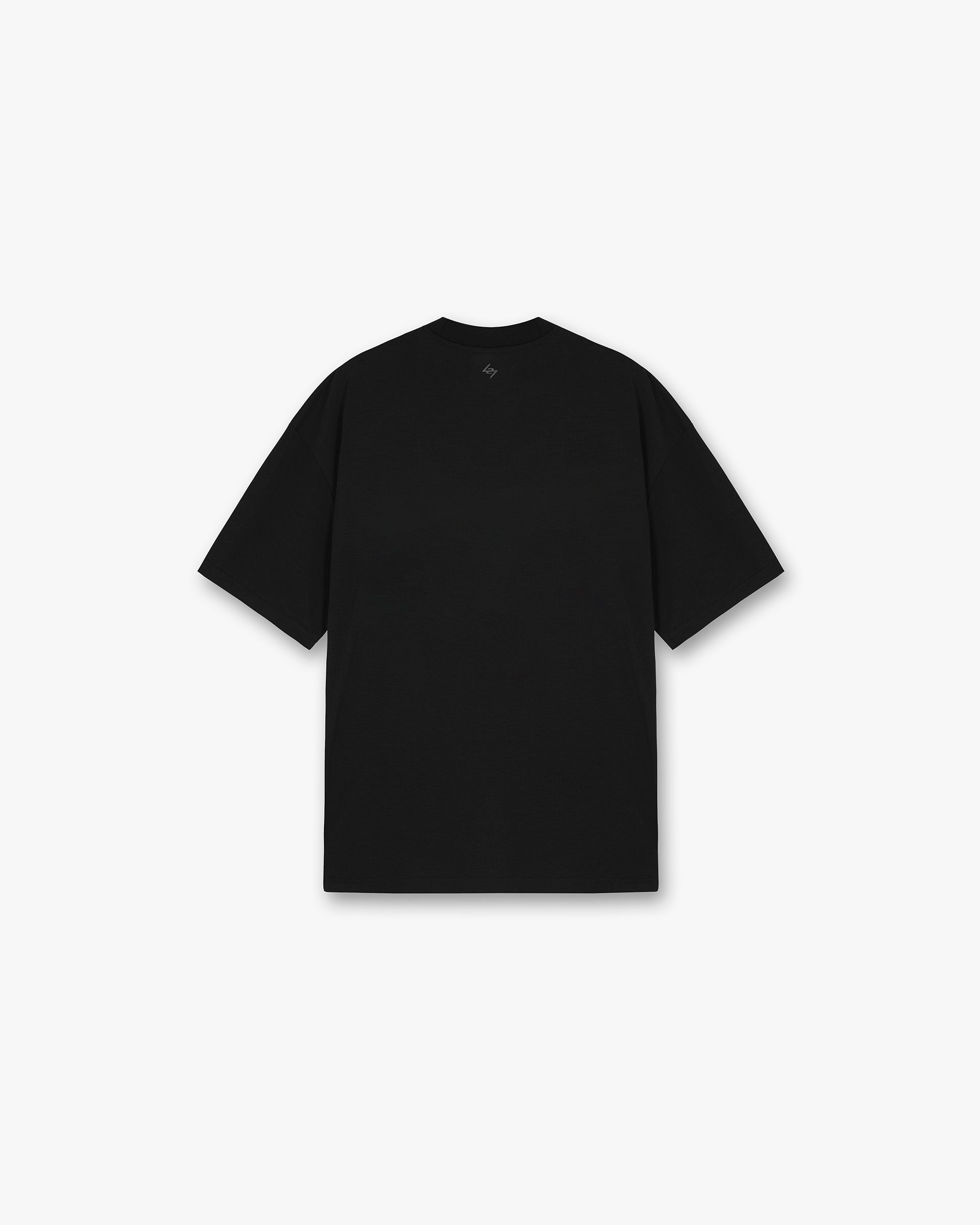 Back product image of a mens black t-shirt on a plain white background | 247 DNA Oversized T-Shirt in Black | Oversized fit with tonal 247 logo and quick dry fabric | 247 T-Shirts | Represent Clo