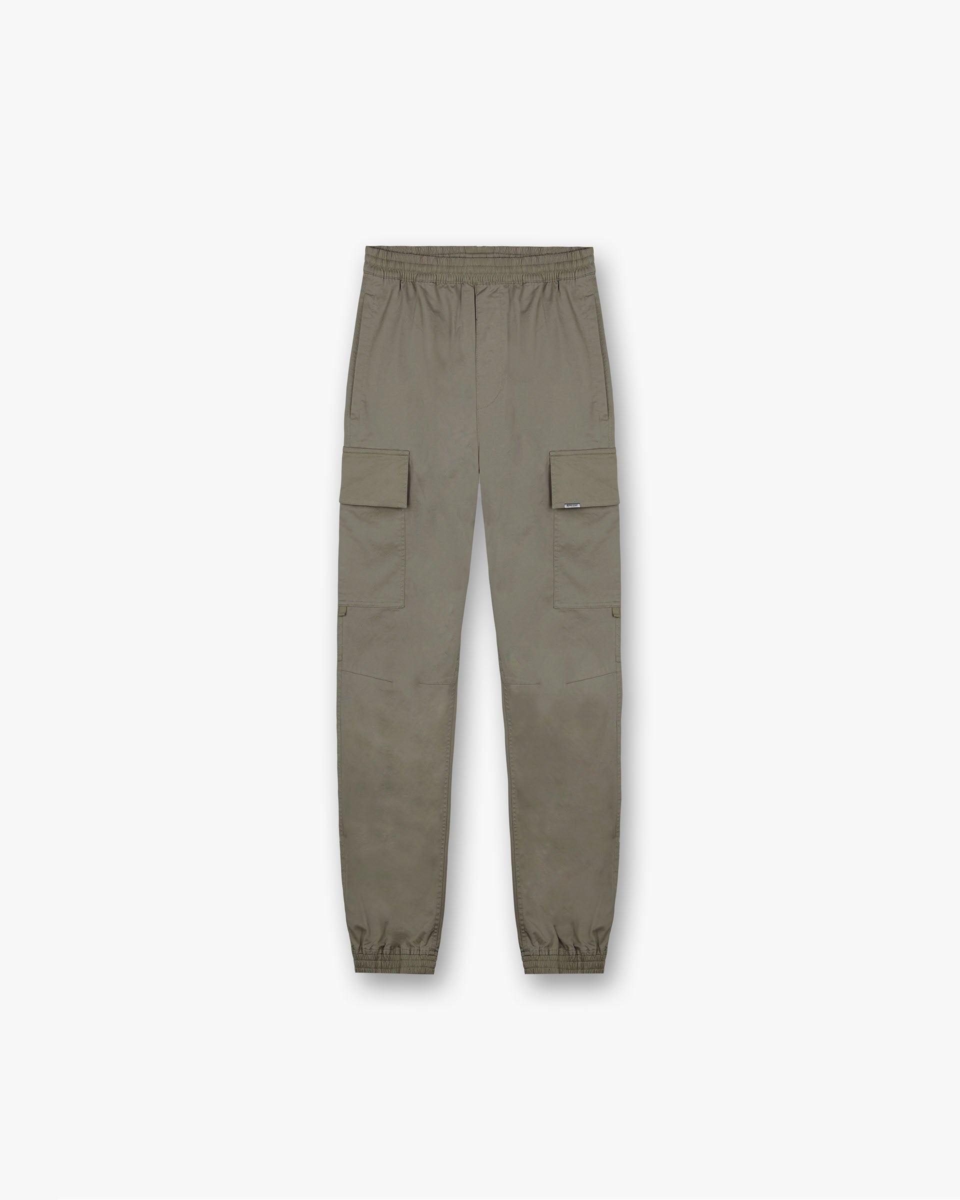 Front product image of mens olive pants on a plain white background | Cuffed Cargo Pant in Olive | Cargo pants with elasticated cuffs | FW24 Pants | Represent Clo