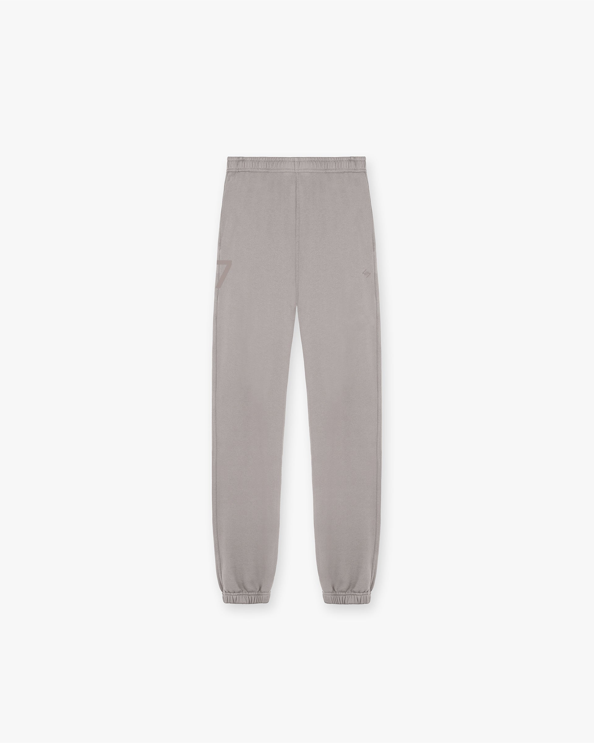 Back product image of mens grey sweatpants on a plain white background | 247 Sweatpant in Cinder | Sweatpants with elasticated cuffs and drawcord | 247 Pants | Represent Clo