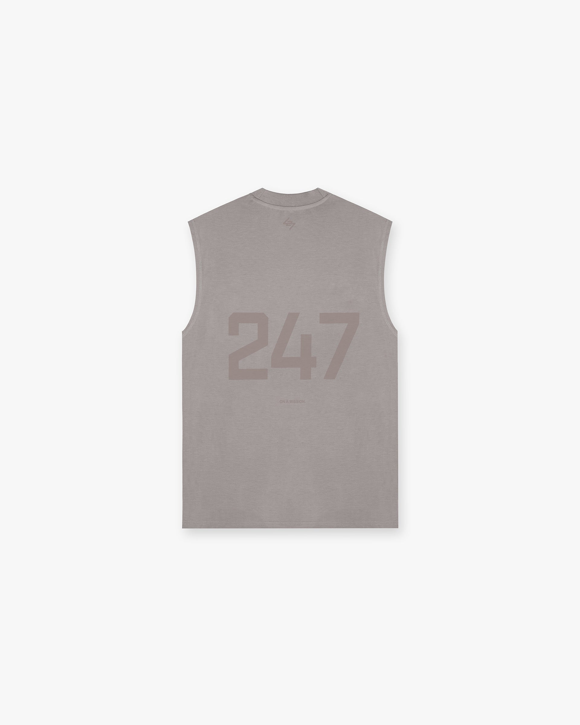 Back product image of a mens grey oversized tank on a plain white background | 247 Oversized Tank in Cinder | Lightweight tank top with quick drying fabric | 247 T-Shirts | Represent Clo
