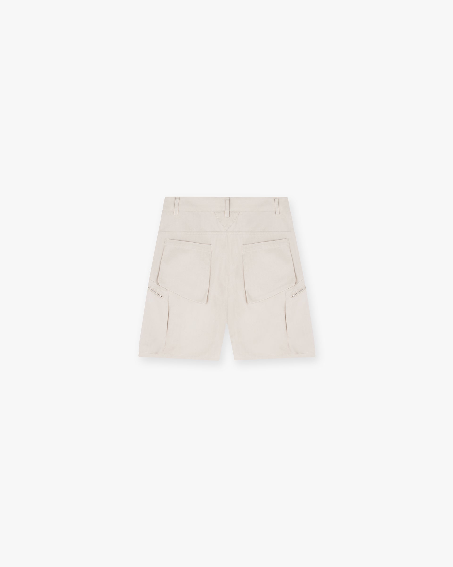 Back product image of mens cashmere shorts on a plain white background | Workshop Short in Cashmere | Baggy fit with 3D back pockets | SS24 Shorts | Represent Clo