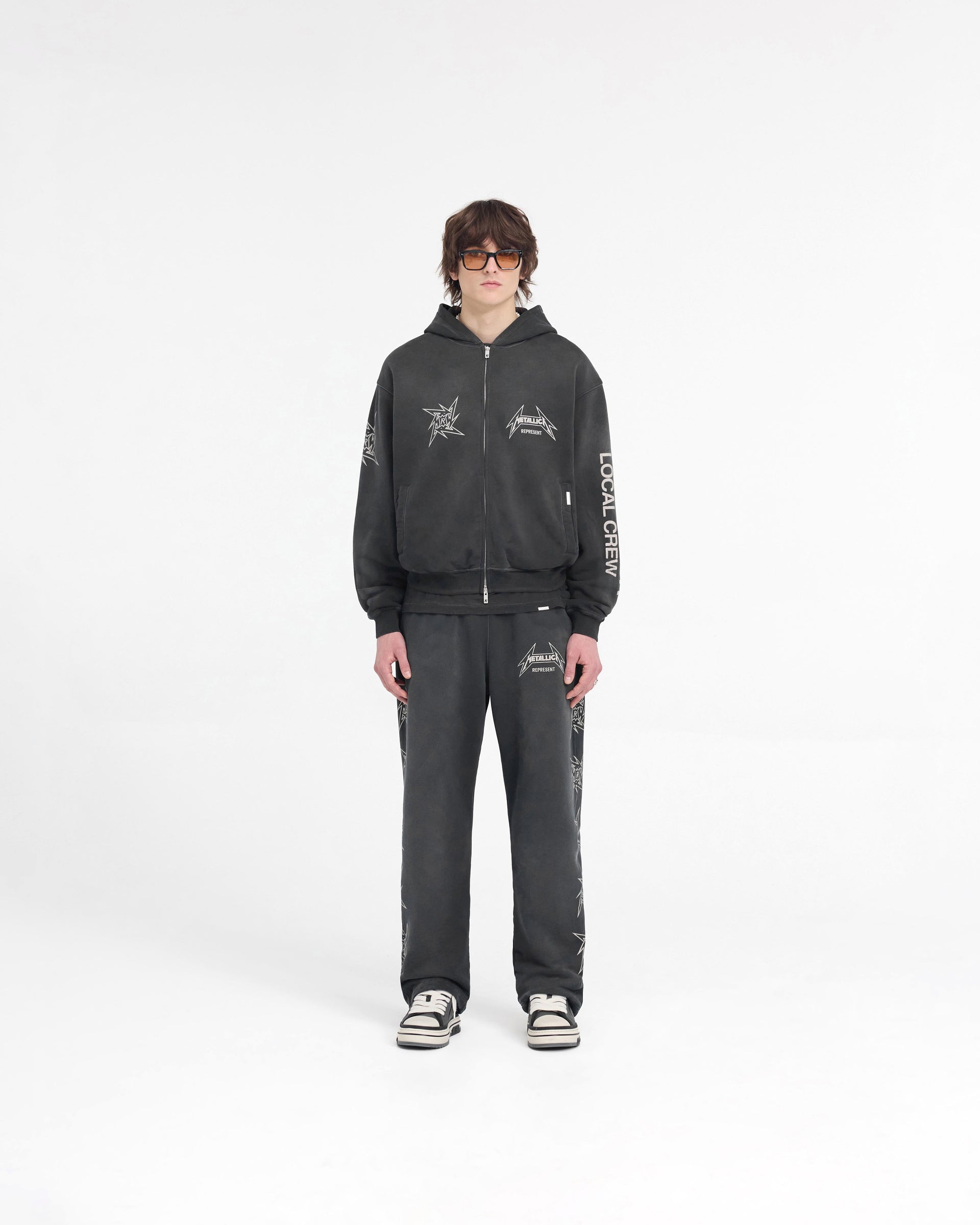 Represent X Metallica Local Crew Zip Hoodie - Stained Black