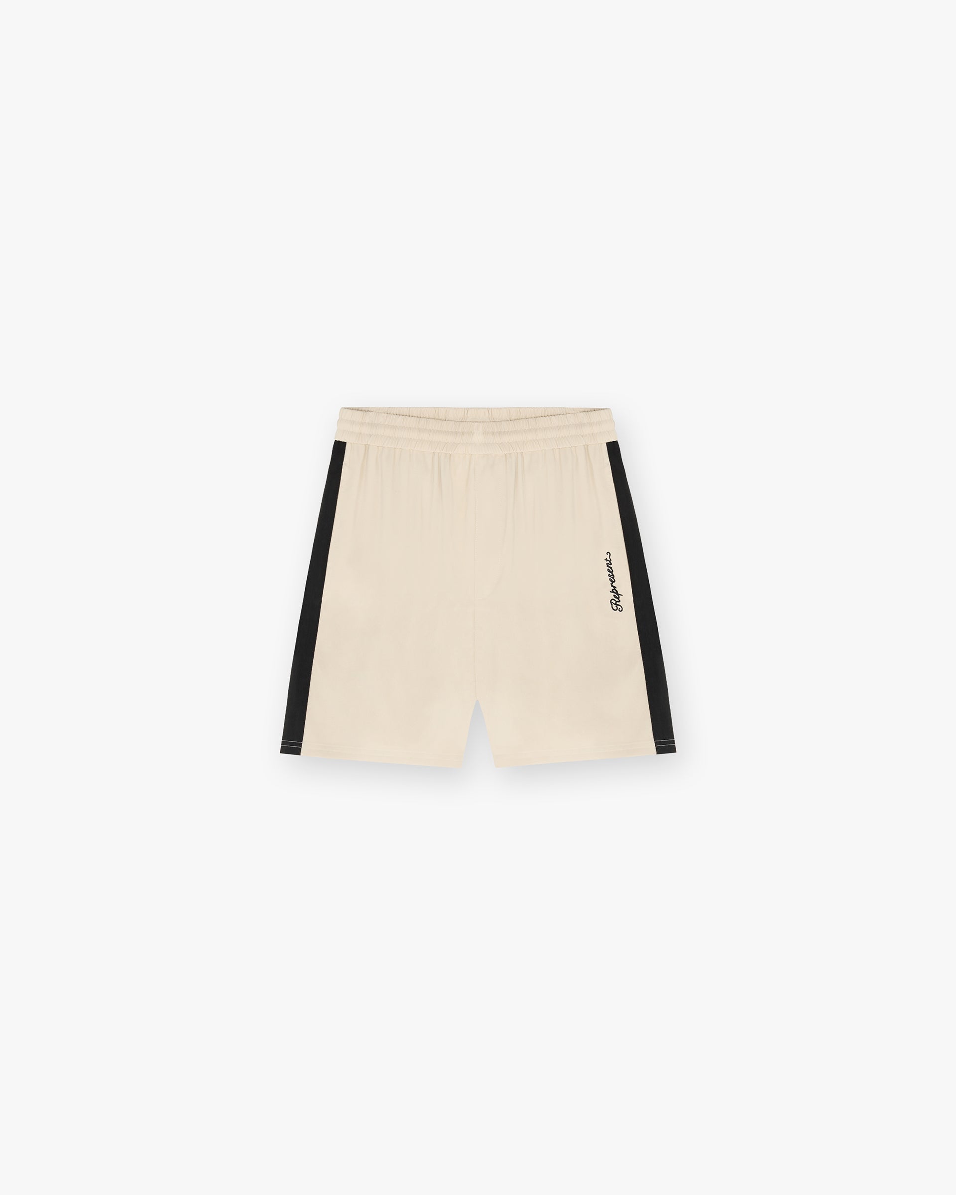 Front product image of a mens white shorts on a plain white background | Track Short in Antique White | Comfortable track shorts | SC24 Shorts | Represent Clo